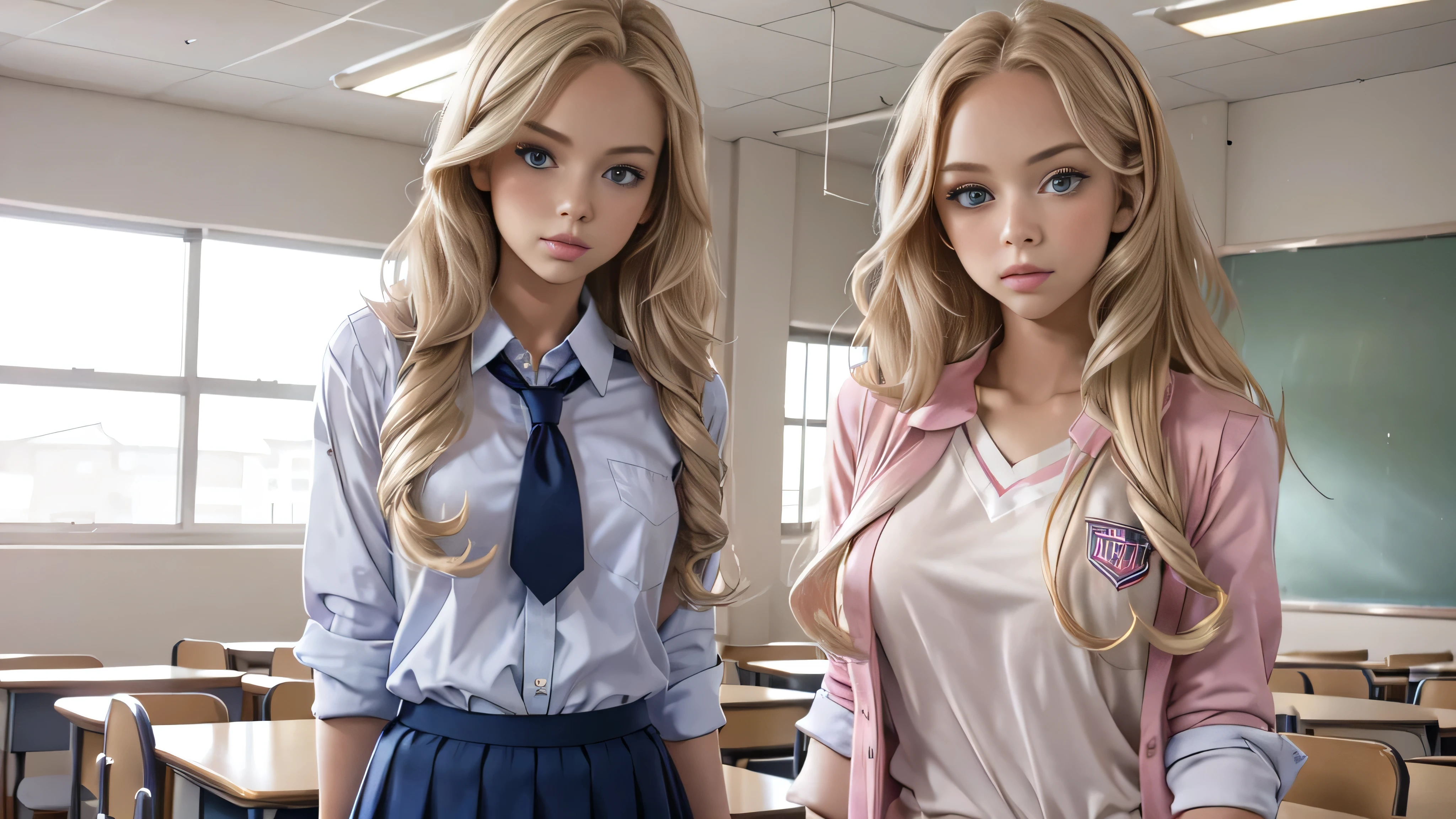 ((highest quality)), ((masterpiece)), (be familiar with), ((perfect face))、((mature woman))、blonde、long hair、(((very big )))、square small glasses、(wearing a tie)、facing this way、(blue eyes)、glasses moved down、shiny skin、middle aged woman、smile、small glasses、Intelligent face、Soft-looking breasts、big areola、huge 、showing teeth、naked、nasolabial folds、