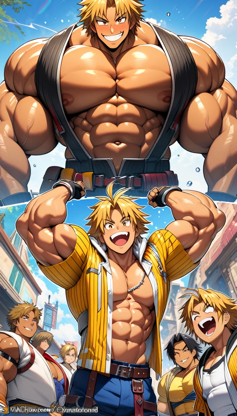 Highest quality,Huge muscles,Full Color,tidus,Massive ,smile wickedly,Open shirt,Shake hard,Devil&#39;s Wings and Tail,Huge erect penis,Rubber Suit,Magic circle tattoo,2boys,((Zoom out,Full body photo)),Stick your tongue out,The devil enters the body,(((Anal Sex,boys, man, anal sex, standing, man hug boy’s knees from back, man hold boy, breasts, nipples, both legs up, Open legs, best quality, very aesthetic, ultra-detailed, best illustration nsfw, sweat, steam, male)))