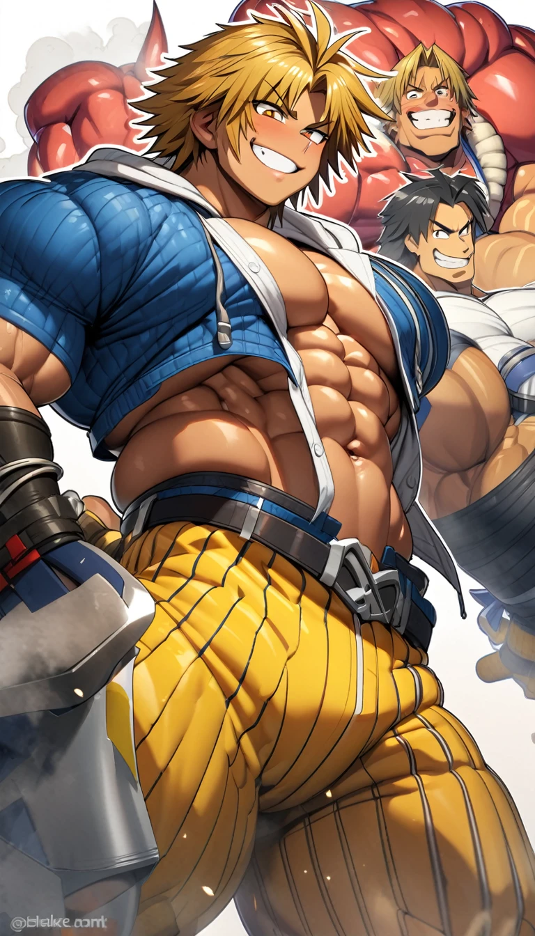 Highest quality,Huge muscles,Full Color,tidus,Massive ,smile wickedly,Open shirt,Shake hard,Devil&#39;s Wings and Tail,Huge erect penis,Rubber Suit,Magic circle tattoo,((Zoom out,Full body photo,Orgy)),Stick your tongue out,The devil enters the body,(((Anal Sex,boys, man, anal sex, standing, man hug boy’s knees from back, man hold boy, breasts, nipples, both legs up, Open legs, best quality, very aesthetic, ultra-detailed, best illustration nsfw, sweat, steam, male)))