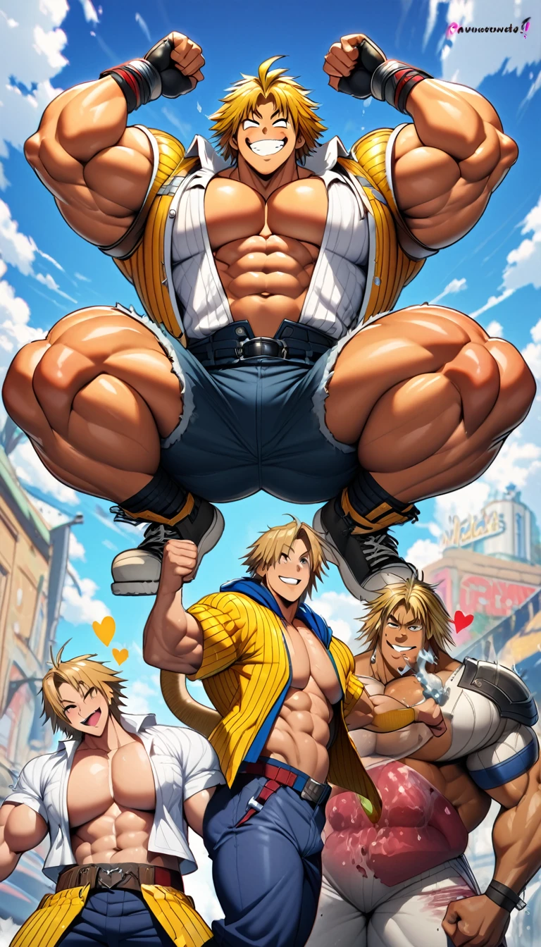 Highest quality,Huge muscles,Full Color,tidus,Massive ,smile wickedly,Open shirt,Shake hard,Devil&#39;s Wings and Tail,Huge erect penis,Rubber Suit,Magic circle tattoo,((Zoom out,Full body photo,Orgy)),Stick your tongue out,The devil enters the body,(((Anal Sex,boys, man, anal sex, standing, man hug boy’s knees from back, man hold boy, breasts, nipples, both legs up, Open legs, best quality, very aesthetic, ultra-detailed, best illustration nsfw, sweat, steam, male)))