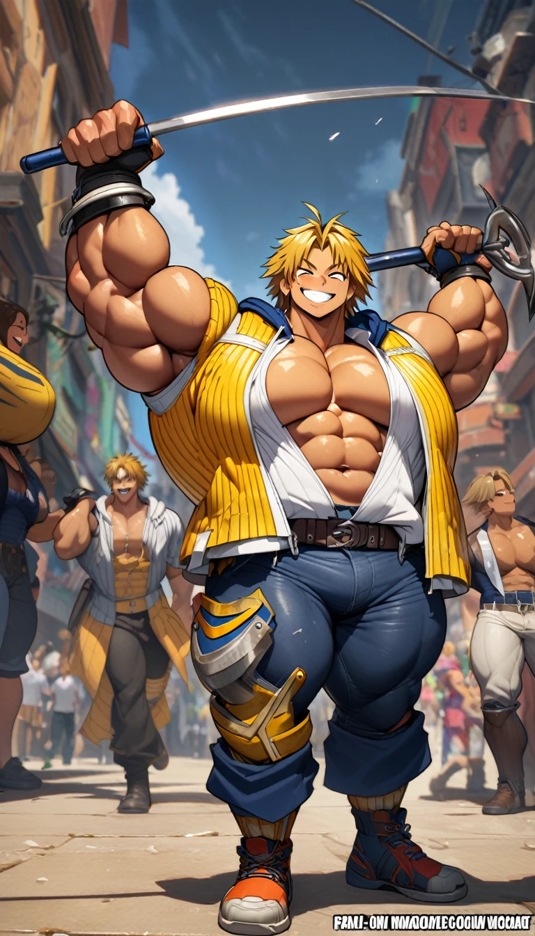 Highest quality,Huge muscles,Full Color,tidus,Massive ,smile wickedly,Open shirt,Shake hard,Devil&#39;s Wings and Tail,Huge erect penis,Rubber Suit,Magic circle tattoo,((Zoom out,Full body photo,Orgy)),Stick your tongue out,The devil enters the body,(((Anal Sex,boys, man, anal sex, standing, man hug boy’s knees from back, man hold boy, breasts, nipples, both legs up, Open legs, best quality, very aesthetic, ultra-detailed, best illustration nsfw, sweat, steam, male)))