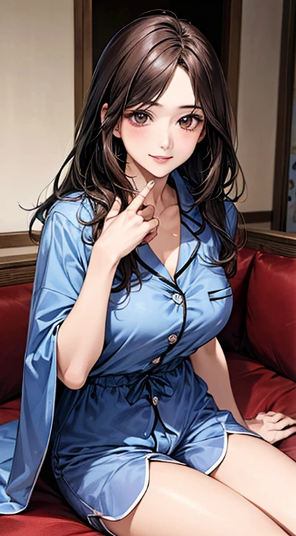 ((perfect anatomy, anatomically correct, super detailed skin)), 1 girl, japanese, , (detailed ultra-oily shiny skin:1.1), watching the view, adorable smiling,
beautiful hair, beautiful face, beautiful detailed eyes, (middle hair:1.7, side ponytail:1.5), parted bangs, babyface,
beautiful clavicle, beautiful body, beautiful breasts, (large breasts:0.8), beautiful thigh, beautiful legs,
((pajamas)),
(beautiful scenery), living room, table, sitting cushion,
(8k, top-quality, masterpiece:1.2, extremely detailed), (photorealistic), beautiful art, visual art, depth of fields, cinematic lighting, ,
