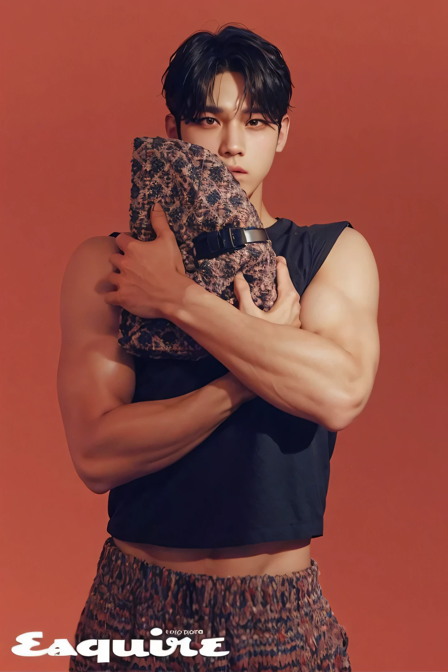 arafed man in a skirt and sweater leaning against a wall, siwoo kim, wonbin lee, sun-hyuk kim, south korean male, jinyoung shin, jin kim, hyung tae kim, hyung-tae kim, [ adamantly defined abs ]!!, hyung - tae kim, [ rigidly defined abs ]!!, taejune kim, with abs