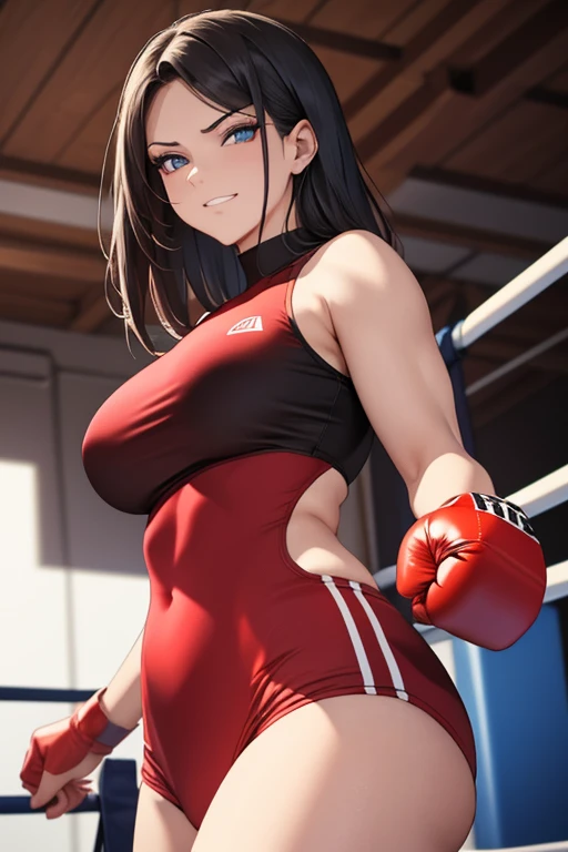 4K,​UHD,(highly detailed:1.2) ,masterpiece、monokini,top-quality,hight resolution、Dark hair、Big eyes、white sporty boots、Sweaty skin、boxing venues、female boxer、（（On the ring of boxing：1.3））、young girl, （(standing：1.2）,topless,nipples,sweating,steam,（bleeding:1.3）,smile,proudly,victory