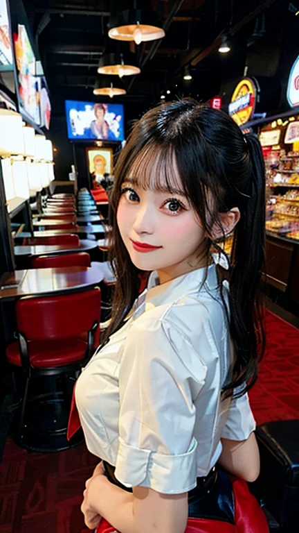 Classy and cute girl, {Wear elegant clothes (white) Knitted sweater}, {(black) (length) Frilled Skirt}, Close button, (Wear your employee ID card around your neck),
Fine grain, Symmetrical eyes, Light brown eyes, double eyelid, Thin eyebrows, Glossy Lips, (Serious expression),
Medium large breasts, (Slim figure:1.1), Toned Abs, Beautiful clavicle,
(Dark blonde hair, Wavy Hair, Long Hair), (Asymmetrical bangs), (((avert your eyes:1.3))), (Focus on profile 1.2)
break,
sitting at a desk in the office working on a computer, (neatly organized desk),
In a stylish office at night, ((Full Body Shot:1.2)), (From the side),
break,
(Tabletop:1.3), Realistic, Photorealistic, RAW Photos, Beautifully detailed face, 青whiteい肌, Realistic glowing skin, Detailed cloth texture, Detailed hair texture, Perfect body, Beautiful Face, Accurate, Anatomically correct, Highly detailed face and skin texture, 自然な首のlength, (Beautiful Hands), (色white:1.2), Thin legs, Thin legs,