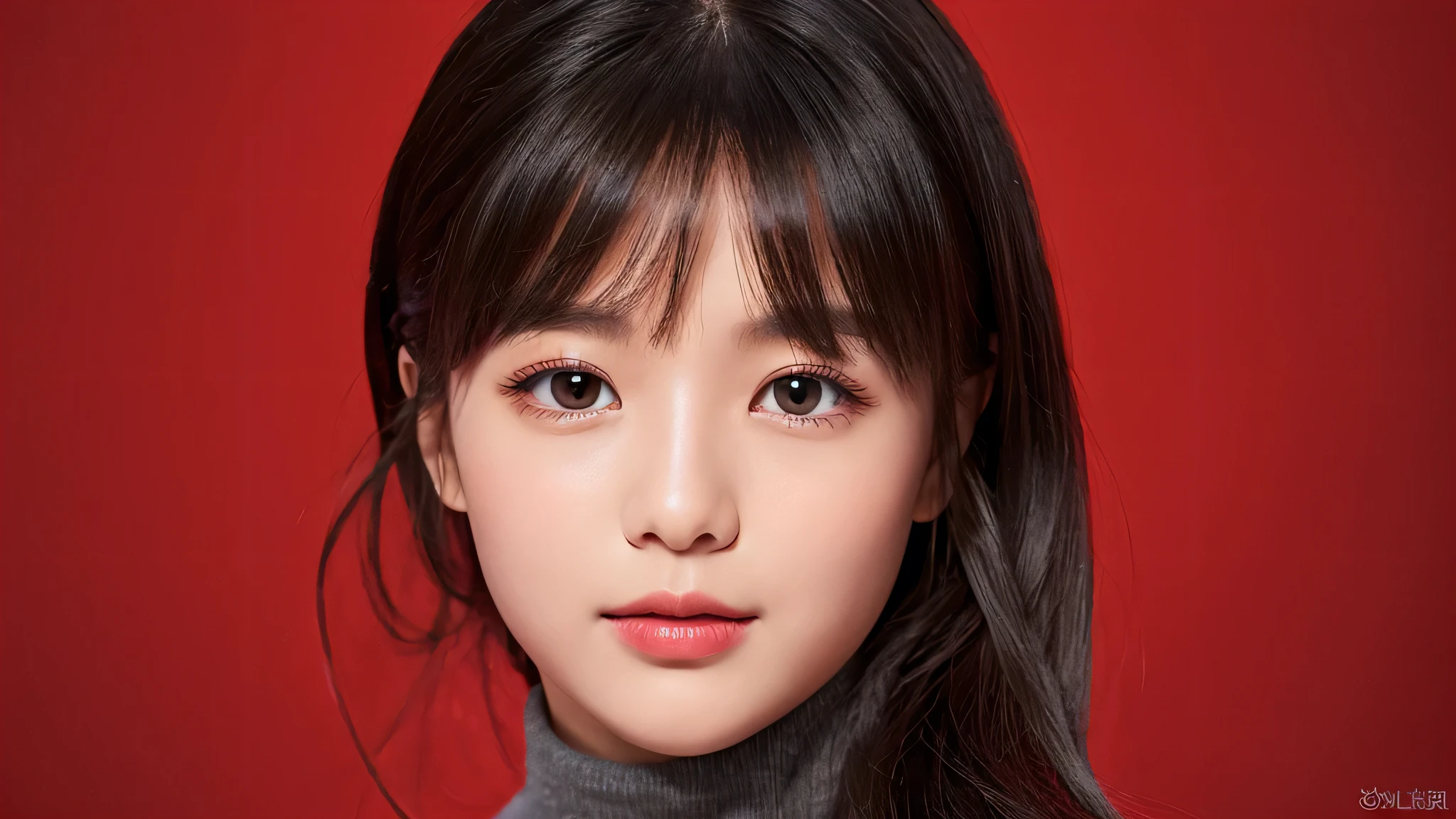 A close up of a woman with long hair and a turtle neck - SeaArt AI