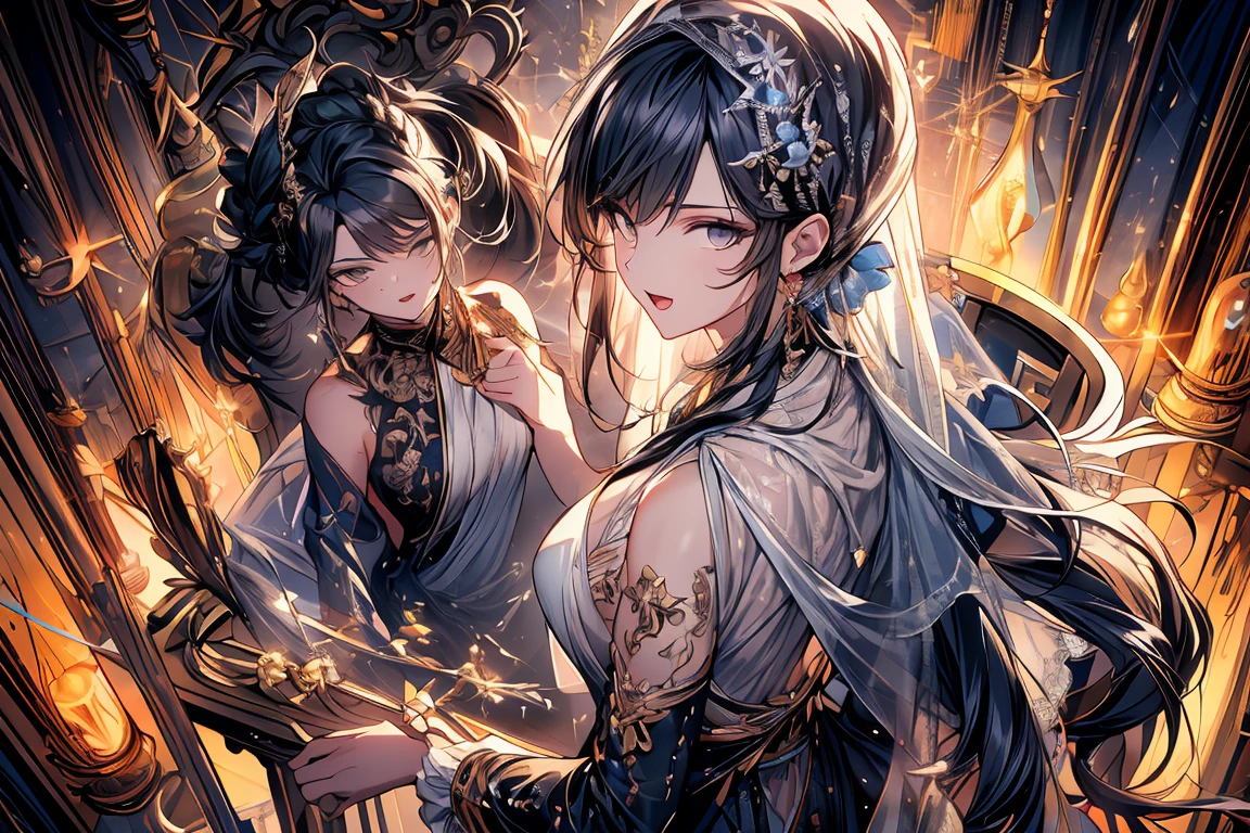 (Cinema concept image:1.3), a matured woman with long black hair and a white outfit, (at a rock place in a desert:1.2), (sitting on illuminated magic circle drawing on the ground:1.2, under starly sky:1.3, sitting Indian-styles:1.3, Yoga posing:1.1, with opening legs and rising knee:1.3, with cross-legged:1.5, rift and open your arms:1.3, in Arabic ancient ruins:1.3), (floating opened Bible:1.2), Arabic, (Post apocalyptic:0.2), from arknights, artwork in the style of guweiz, bodyesbian, fine details. girls frontline, beautiful anime illustration, from girls frontline, by Yang J, stunning, 28 years old, (milf:1.3), (solo:1.5), (sfw:1.25), (sagging breast, fuge breasts, big tits, thin waist, big ass:1.2), Raised sexy, (dark mahogany medium short hair, updo, hair over one eye, asymmetric hair, Carly hair, low tied braids),(musulman, white Headscarfs, hair bands, head vandage, Turban), (ultra high resolution, 8K RAW photo, photo realistics, thin outline:1.3, clear focus), best qualtiy, cinematic lighting, textile shading, blurry back ground, field depth, bokeh, (Bright pupils, fine detailed beautiful eyes with highlight:1.3, high detailed face), Red lip, fine realistic skins:1.1, looking at viewers:1.3, (dynamic angle:1.3, front view:1.1, tight focus:1.3, from below:1.2), (dynamic posing:1.5, sexy posing:1.2, leaning forward), ((open your mouth:1.3)), (seductive smiling:1.2), centered image, (wearing white long jacket and clothes, wearing white robes:1.3, ((bare breast:1.37)), platinum ornaments, rolling white clothes around waist, dark brown long leather boots:1.3, translucent lace pantyhose), (((correct ???????:1.5, perfect ???????:1.37))), ((outdoor:1.2, in a night:1.3)),