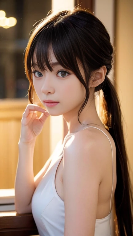 (NSFW:1.5), (1 completely nude girl:1.5), Masterpiece, Best quality, amazing beauty, [[3D]], 4K, absurdres, finely detail, super detailed eye, perfect anatomy, official art, cinematic lighting, BREAK, bathroom, silky medium long hair, long braid, blunt bangs, black hair, super shiny detailed brown eyes, tsurime, thick eyebrow, Staring Intently, close-mouth, embarrassed, BREAK , usually, medium, white skin, legs spread, BREAK ,()