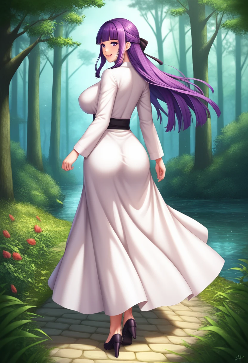 A beautiful anime girl elf with pointed ears and golden earrings, naked except for a necklace, long flowing purple hair with blue sparkles, large captivating gray eyes, fair flawless skin, tall slender figure with long shapely legs, small perky breasts, slim toned waist, shapely thighs, a tail visible, standing in an accusatory pose pointing forward with one finger, in a bed , spread legs, surrounded by a lush, (best quality,4k,8k,highres,masterpiece:1.2),ultra-detailed,(realistic,photorealistic,photo-realistic:1.37),HDR,UHD,studio lighting,ultra-fine painting,sharp focus,physically-based rendering,extreme detail description,professional,vivid colors,bokeh,fantasy,elegant,intricate