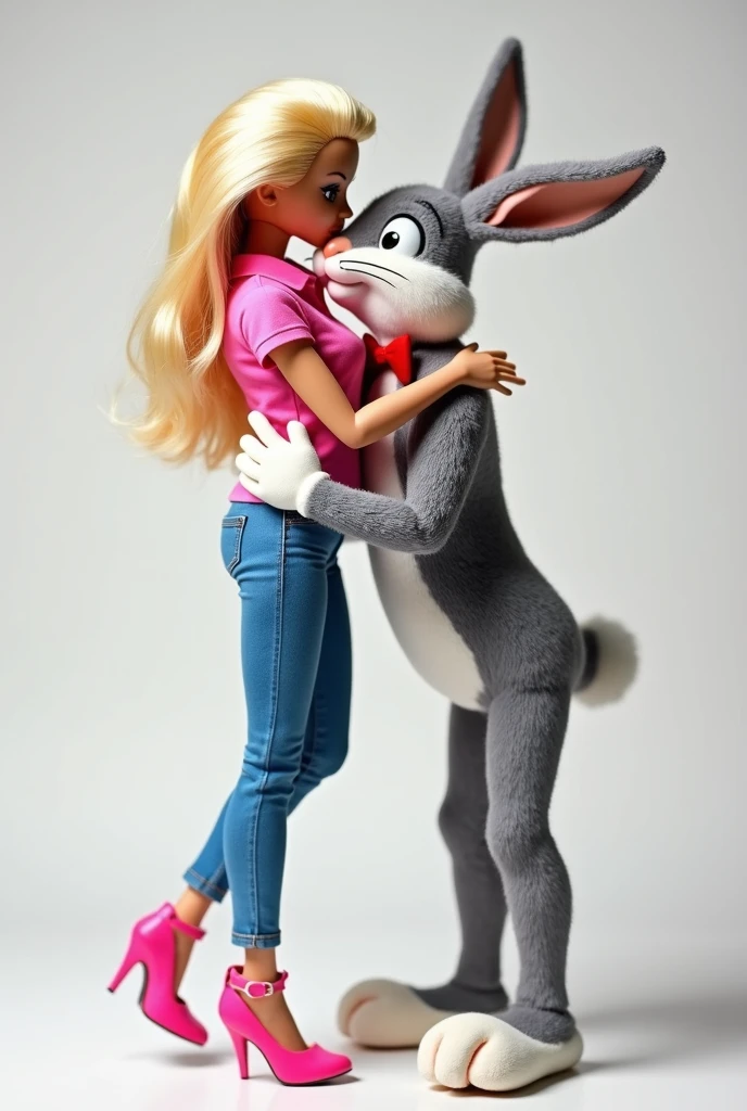 Man in stuffed animal Easter Bunny  monster  costume carries topless beautiful thong  pornstar Kelly Madison  in his arms embrace cuddling  kissing sitting on lap nsfw