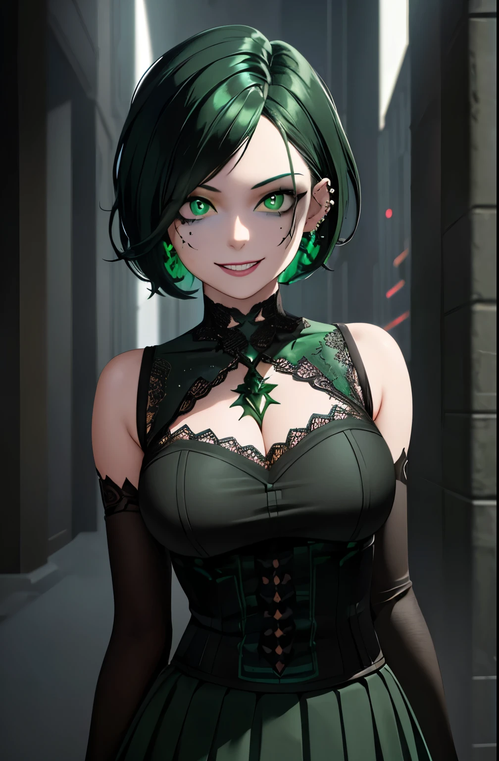 (masterpiece:1.1, best quality:1.2, official art:1.1, extremely detailed CG:1.2, absurdres:1.1, 4K:1.2, 8K:1.4) 1girl:1.3, solo:1.2, ubel:1.1, long hair:1.2, side ponytail:1.3, black dress:1.2, cleavage:1.1, belt:1.2, arm strap:1.1, single elbow glove:1.3, thigh strap:1.2, contrapposto:1.1, cowboy shot:1.2, hands on hips:1.3, smile:1.2, parted lips:1.1, outdoors:1.2, fantasy:1.1, brick wall:1.3, cinematic lighting:1.2, green hair: 1.2,
BREAK
RPG:1.0, Adventure:1.0, Fantasy:1.0
Quest:1.0, Epic:1.0, Saga:1.0, Mythical:1.0
Legendary:1.0, Chronicles:1.0
Odyssey:1.0, Tale:1.0, Fable:1.0
Questing:1.0, Journey:1.0
Expedition:1.0, Adventure:1.0, Questline:1.0
Mythos:1.0, Lore:1.0, Enchantment:1.0
<lora:emilyena:1.0>, <lora:chunhua:0.4>, <lora:0ill1k3:0.7>, <lora:Asian_cute_girl_mix:0.8>, <lora:add_detail:1>, <lora:sam_yang_offset_right_filesize (Sam Yang):0.3>, <lora:perfecteyes:0.8>, <lora:[LoRa] Dense Light é²ç illumination):1>, <lora:Porcelain_v1_R128:0.3>, <lora:ubel_v1:1.2>