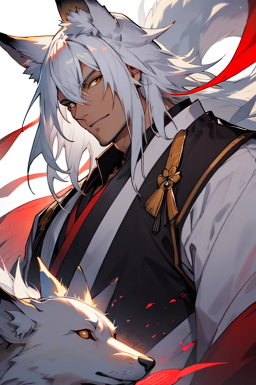 Jing Yuan from Honkai Star Rail, handsome man, grown man, long white hair, intimidating, dynamic pose