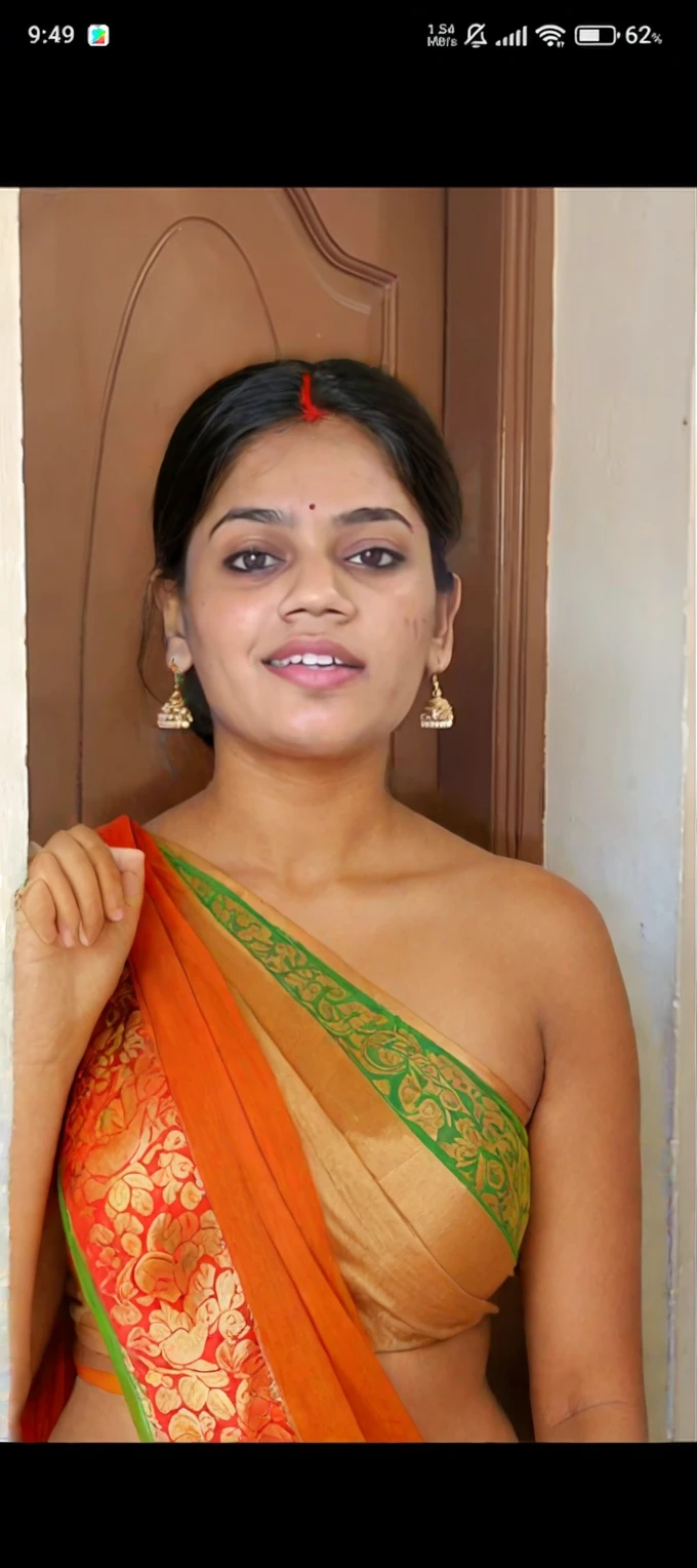 30 year old Indian girl in pijama showing nude cleavage to the camera 