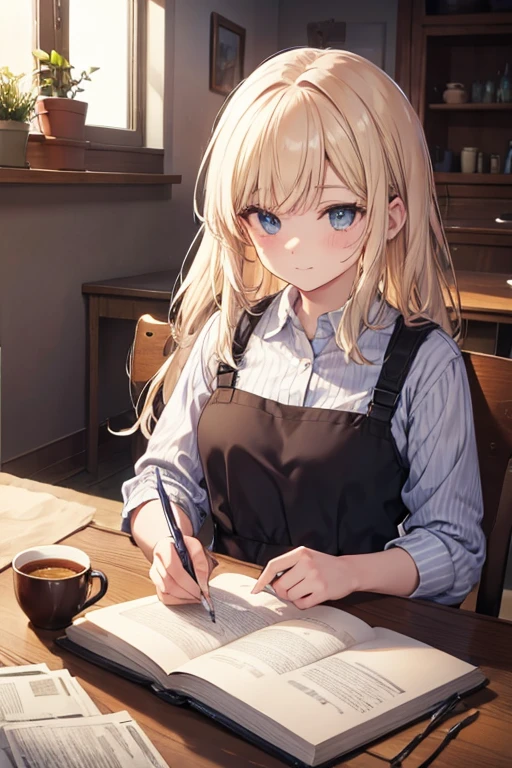 ((best quality)), ((masterpiece)), (detailed), 1 girl，blond，blue eyes，tearful eyes,White shirt，pleated skirt