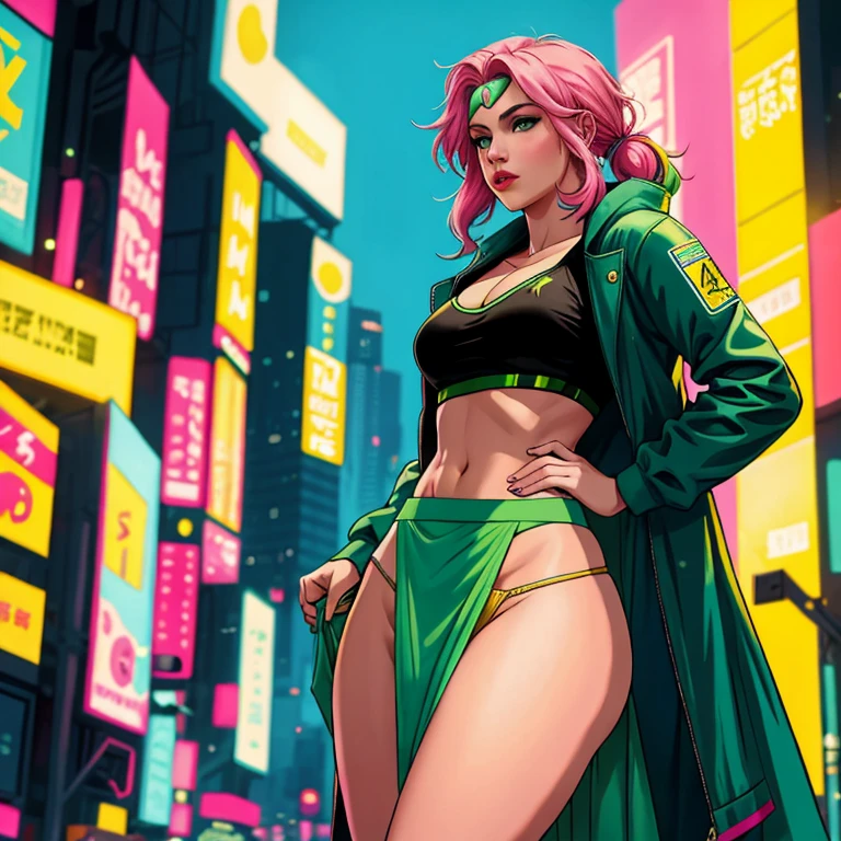 (best quality,4k,8k,highres,masterpiece:1.2),ultra-detailed,(realistic,photorealistic,photo-realistic:1.37),Tsuanade,green robe,old city,night time,moon,neon lights,tits,emerald green robe,aged cityscape,festival of lights,painted with meticulous details,traditional Japanese attire,shimmering moonlight,glowing neon signs,exquisite embroidery on the robe,towering ancient architecture,rustic charm of the city at night,bustling streets adorned with lanterns,serene ambiance,breathing life into the scene,subtle illumination of the moon,prominent city landmarks in the background,contrast between the dark sky and the vibrant city,enchanted atmosphere,sublime beauty of Tsunade,charismatic presence,whispers of the past from the city walls,nighttime allure,emerald green hues blending seamlessly with the night,depiction of Tsunade's captivating gaze,sophisticated elegance through the portrayal,mystical charm of the moon casting its glow,playful colors from the neon lights,creating a surreal and magical setting,intricate patterns on the robe,an artful mix of tradition and modernity,illuminated display of the city's heritage,visual feast for the eyes.