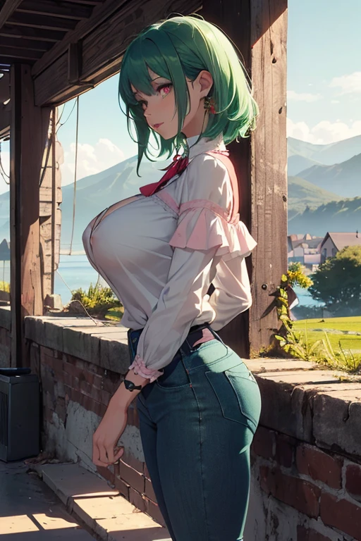 tatsumaki, thighs, jeans, tits nude, ass