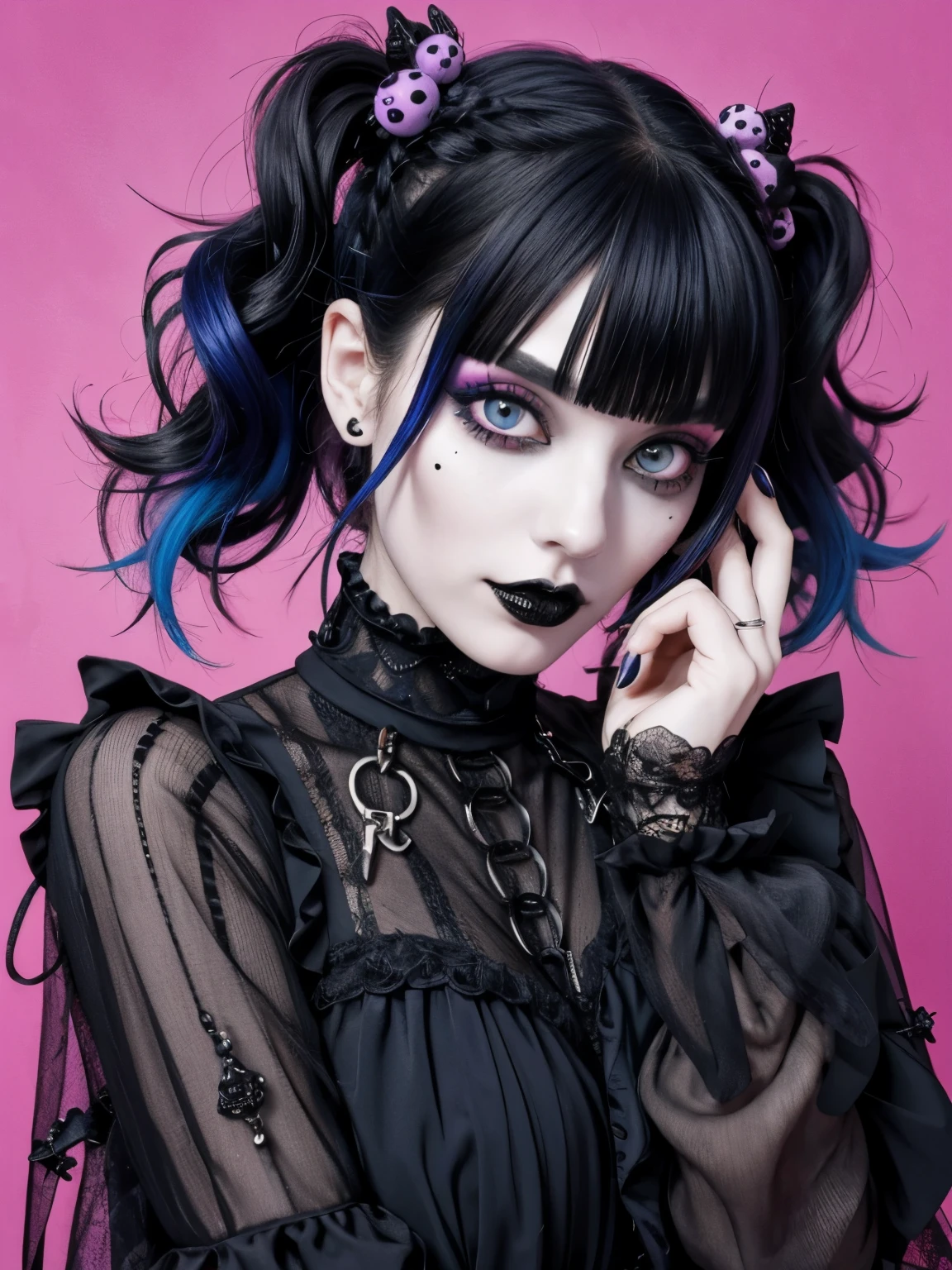 1girl, goth, goth girl, vibrant hair, vivid colors