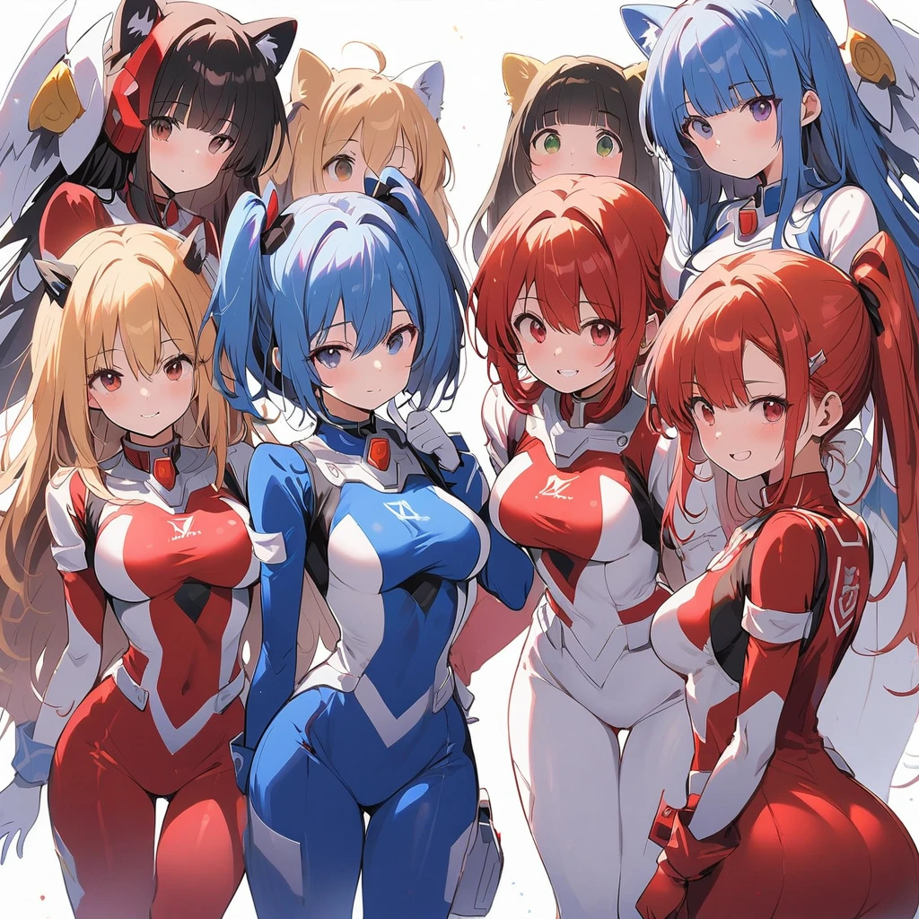 ((Finest quality)),(超A high resolution),(ultra-detailliert),((Best Anime)),sharpnes,clear, (((1 adult female,(Pilot suit in tight yellow tones:1.2,black line:0.8),(violet hair:1.4,short-cut))):1), (((1adult woman,(Pilot suit in tight blue tones:1.2,White Line:0.8),(long bright red hair:1.1))):1)