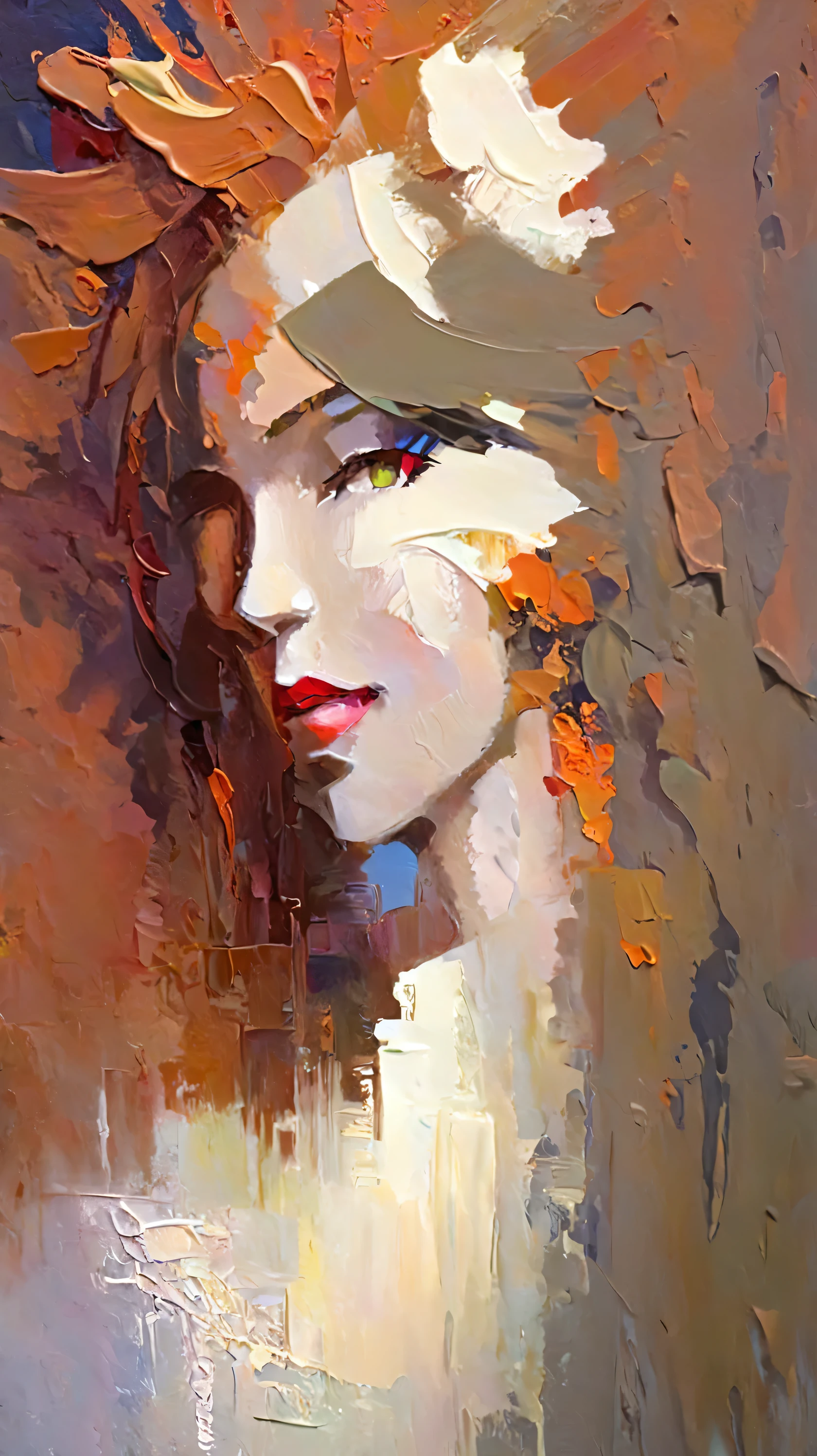 a thick textured oil painting, impasto brushstrokes, dry brushing,revealing underlayers, abstract landscape, moody lighting, dramatic shadows, muted earthy colors, vibrant colors, highly detailed, masterpiece,