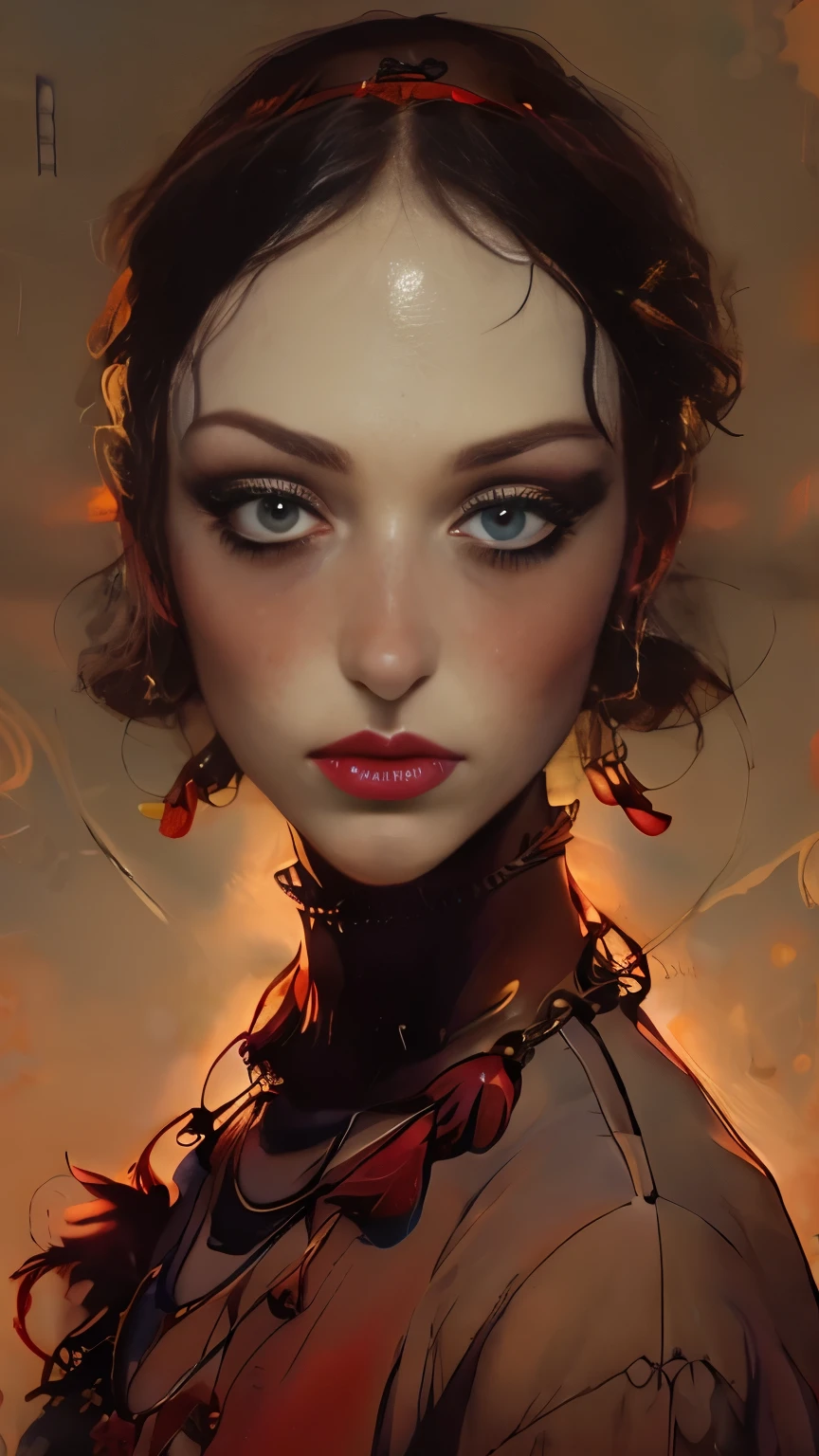 Painting of a woman in scarlet and black colors, Maureen O&#39;Hara, pretty much beautiful face, Ultra-detailed paintings inspired by WLOP, Trending with ArtStation, fantasy art, intricate WLOP, art of WLOP, WLOP art, WLOP |, the style of WLOP, beautiful character drawings, WLOP painting style, WLOP | art germ, Unparalleled Beauty Tumbler, abstract art, intense watercolor, watercolor detailed art, watercolor splash, surreal, avant-garde pop art, Beautiful and expressive paintings, Beautiful artwork illustration, very colorful tones, wonderful, cool beauty, master piece, highest quality, official art, women only, sharp outline, best shot, vector art, Written by Sandra Chevrier, dave mckean、By Richard Avedon、Written by Makiezi Kusiala, luminous design