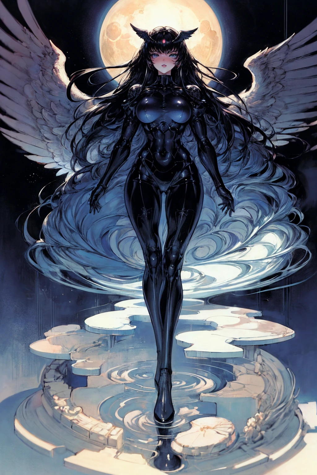 (back view, naked woman, STANDING LEGS APART, black patent high heels, black latex stockings, black latex gloves) dramatic angle, extreme angle shot, low-angle shot, wide-angle shot, dark moody storm-clouds sky, lovecraftian,visceral,nightmare,tentacles,dreadful humanoid,imagination,fantastical,dramatic,dark tones,paranormal,macro lens,surreal juxtaposition,lovecraftian,cosmic horror,horror,c'thulhu background