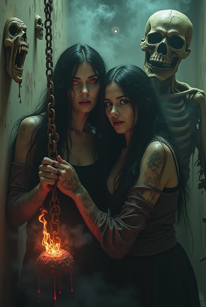 LESBIAN GIRLS WITH DEMON HORNS AND SCORPION TAILS, MASTURBATING TOGETHER