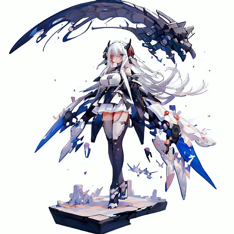 ((best quality)), ((masterpiece)), (detailed), 1girl, off-shoulder, Character design, female, dynamic poses, long white grey hair, grey white eyes, very skinny, detailed, best quality, no accesoires around the neck, no shoes, prominent collarbones, skinny arms, flat stomach, visible hip bones, full body, blank white background, plain background, white background, red and white clothing, Bloodborne inspired, occult aesthetic, occult, detailed and intricate steampunk and detailed gothic, NSFW, Very dramatic and cinematic lighting, cosmic horror, grim-dark, side-lighting, perfect face, NSFW, Fluttering lace flared long knee length dress with frilly petticoats, knee length dress, pleated petticoats, petticoats gothic, complex lace boots, side-lighting, gothic lolita aesthetic, wielding a mighty sword with mechanical components, mandalas, small breasts, a fairy, various different types of insect wings, NSFW, full body, whole body, body, plain background, white background, blank background, no background, white background NSFW, chains, full body, whole body, head-to-toe NSFW