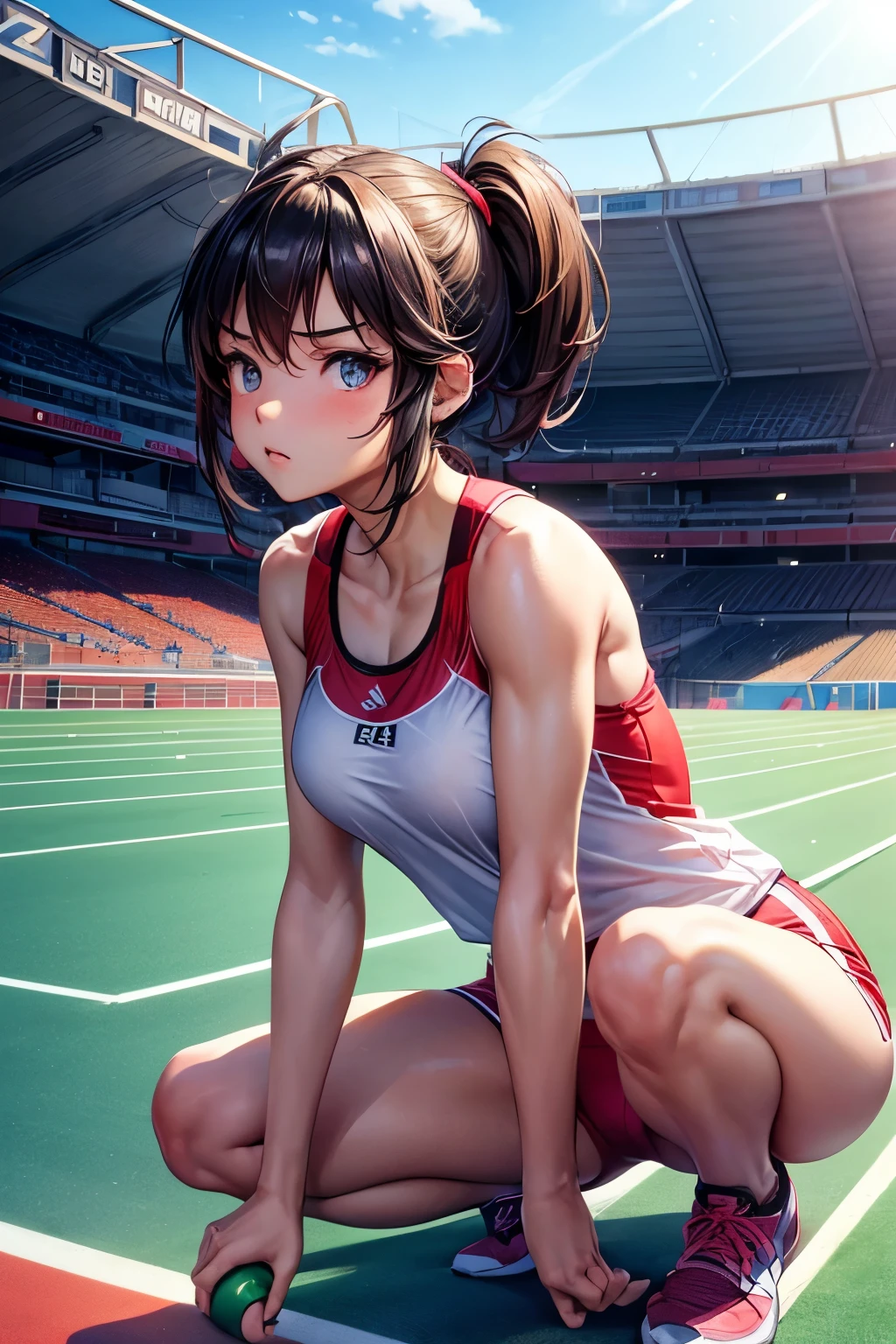 pieces fly、masterpiece、highest quality、Super detailed、High resolution、High resolution、8K portrait、Unity 8k壁紙のHigh resolutionCG、unity 8k wallpaper、cute type little:1.5、:1.5、Highly detailed CG unity 8k wallpaper、realistic、real person、cute type little、 portrait photography、shiny skin、High resolution、(:1.2)、(1 girl)、beautiful clear eyes、very detailed explanation、delicate face、nice lips、slender body、Same with big breasts thin waist、thin legs、(athletics stadium:1.6)、1 girl, cute type, perfect face, seriously, (blush:1.5),((There are a lot of people nearby:1.4))Same with big breasts,(nude:1.2),Detailed description vagina,show vagina,(spread legs),spread ,((cum in vaginas:1.3))