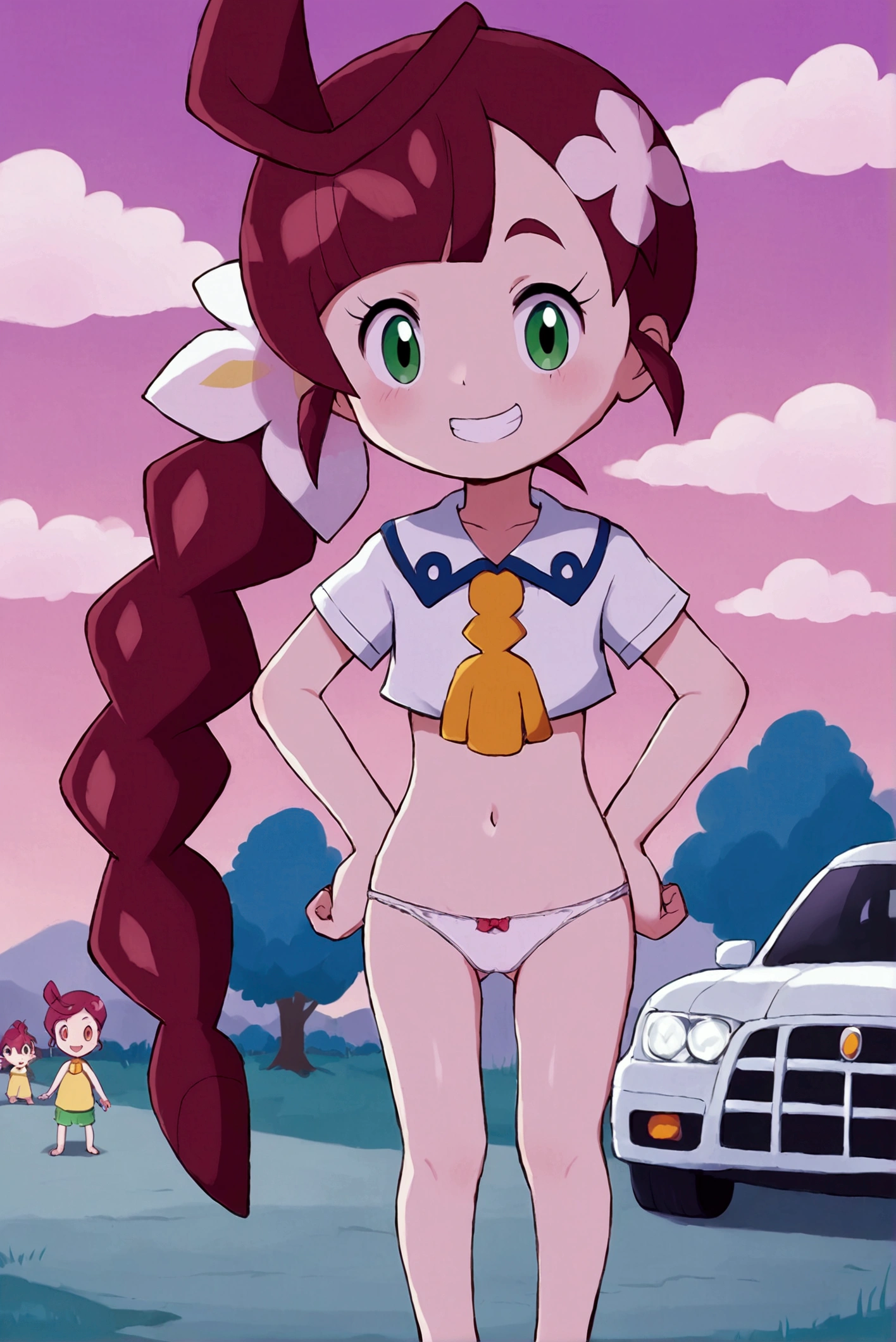 masterpiece,best quality,solo,
jungfreud,1girl,
short hair,ponytail,wavy hair,red hair,blunt bangs,green eyes,1girl,masterpiece, expensive quality, very_expensive_solve, big_file size, full color,(completely nude:1.2),pussy,niplles,(vaginal sex:1.2),(toddler:1.6),(chibi:1.3),(flat chest:1.5),