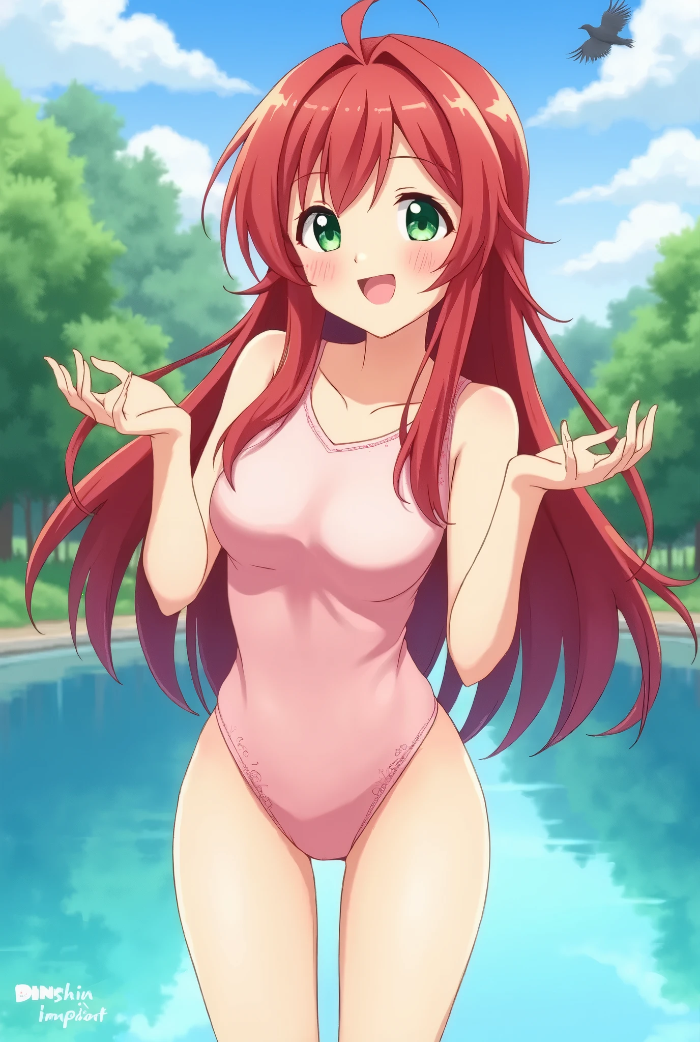 lina inverse、Detailed Description、high resolution、One Girl、Tan、Small face、Thin legs、Small waist、Orange Hair、long hair、Flat Chest、(blush)、Troubled face、Screaming、Completely naked、Nipples are visible、Large hot spring、belly button、Sitting、With legs apart、M-shaped legs