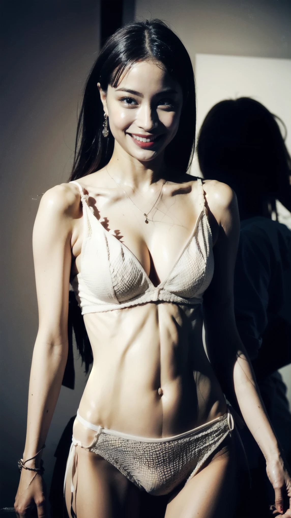 ((top-quality、16 K、masterpiece:1.3))、Canon EOS、RAW images、rialistic photo、1girl in、japanes、High school students、A-cup body shape、flat breast、Pretty women:1.3、A-cup、very slender body:2.8、(Longhaire、Super small breasts:1.2)、very flat chest、very slender body、Athlete Abs、Orange Micro Bikini、Strapless Bras、Nipple sheer:2.2、Summer sandy beach、二重まぶた、fullllbody、A slender、model poses、Inter-strands、Slender figure、Hair in the wind、200mm telephoto lens、Delicate body、Very thin waist and waist