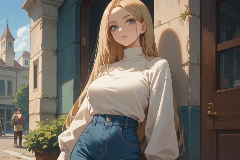 Anime Kawaii sexy Perfect Slim sensual body large breast and huge thighs, An intricate and highly detailed illustration of anime (Young girl) (work of art), best qualityer, expressive eyes, face perfect, high resolution, (8k), (face perfect), (ultra details), 1 girl, standing alone, garota terry bogard, hair blonde, hypdertailed, blue colored eyes, long hair, boné de baseball, gloves fingerless, shorts jeans, shoe, blushful, afraid, anguished, With open mouth, background of the room, we don't put, standing, portraite, looking at herself