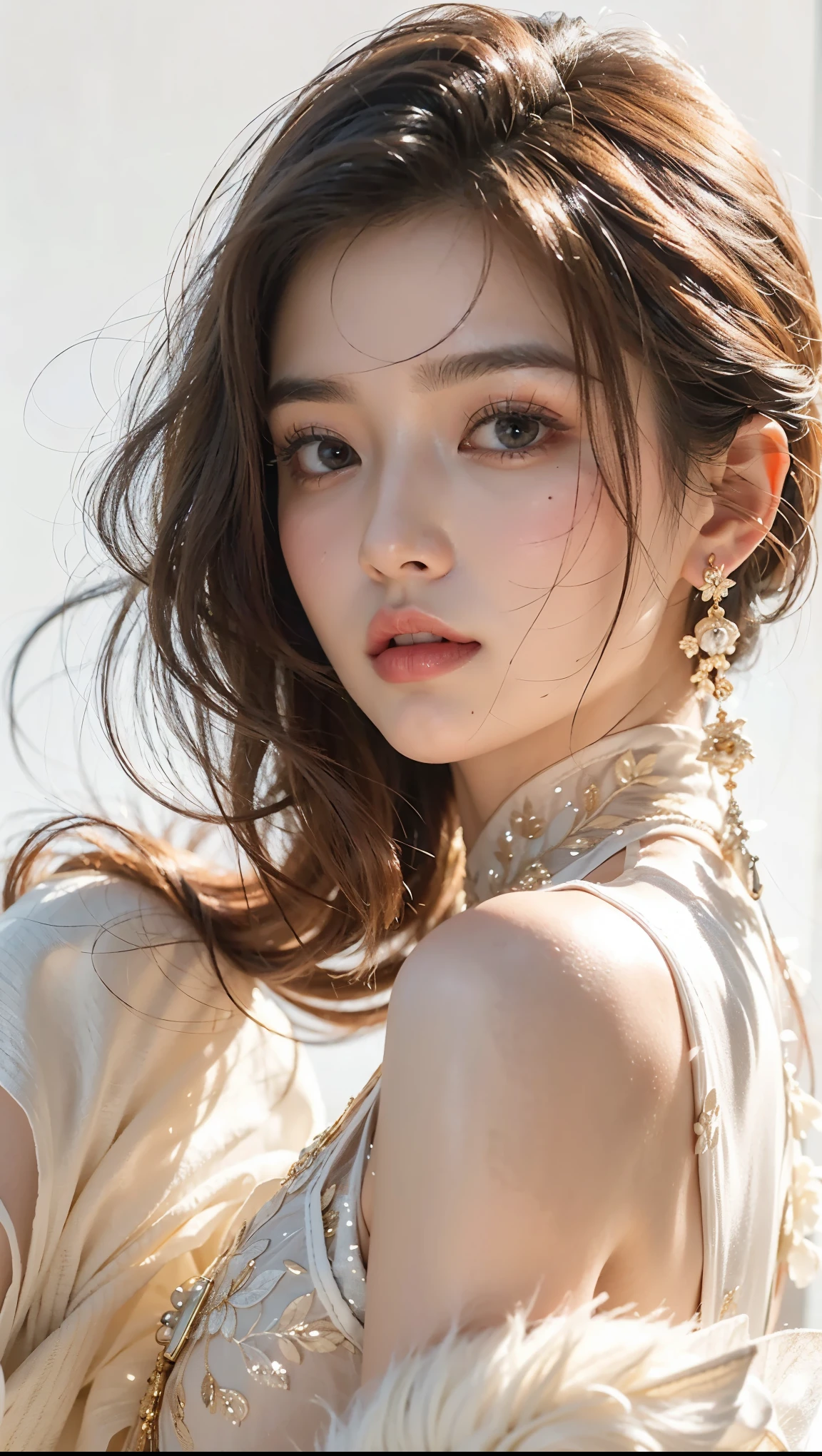 A daughter,Warm,Fashionab,Advancedsense,Top photography,8K point rate,超高分辨率,Realiy,detailed detail,Bust C,Perfect figure,borgar,Princess dress,diadems