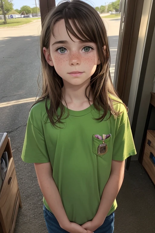 ric Smith is a ten year old boy, of average height and thin. She has fair skin with freckles on her nose and cheeks.. His eyes are big and green, and her light brown hair is a little messy. He usually wears brightly colored shirts and pants.