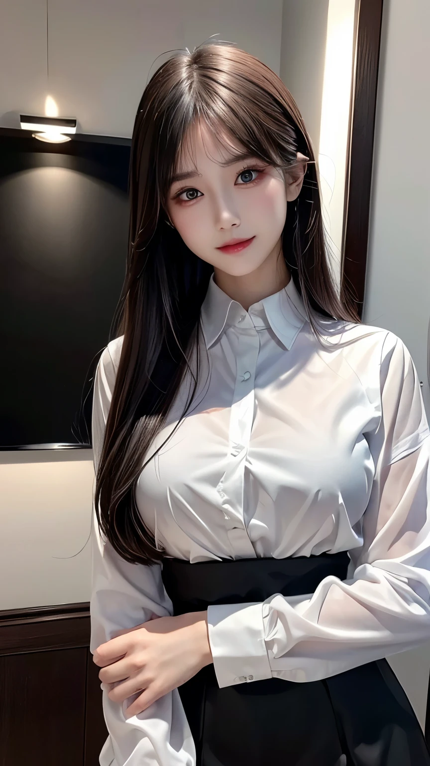 Korean large breasts tight button shirt