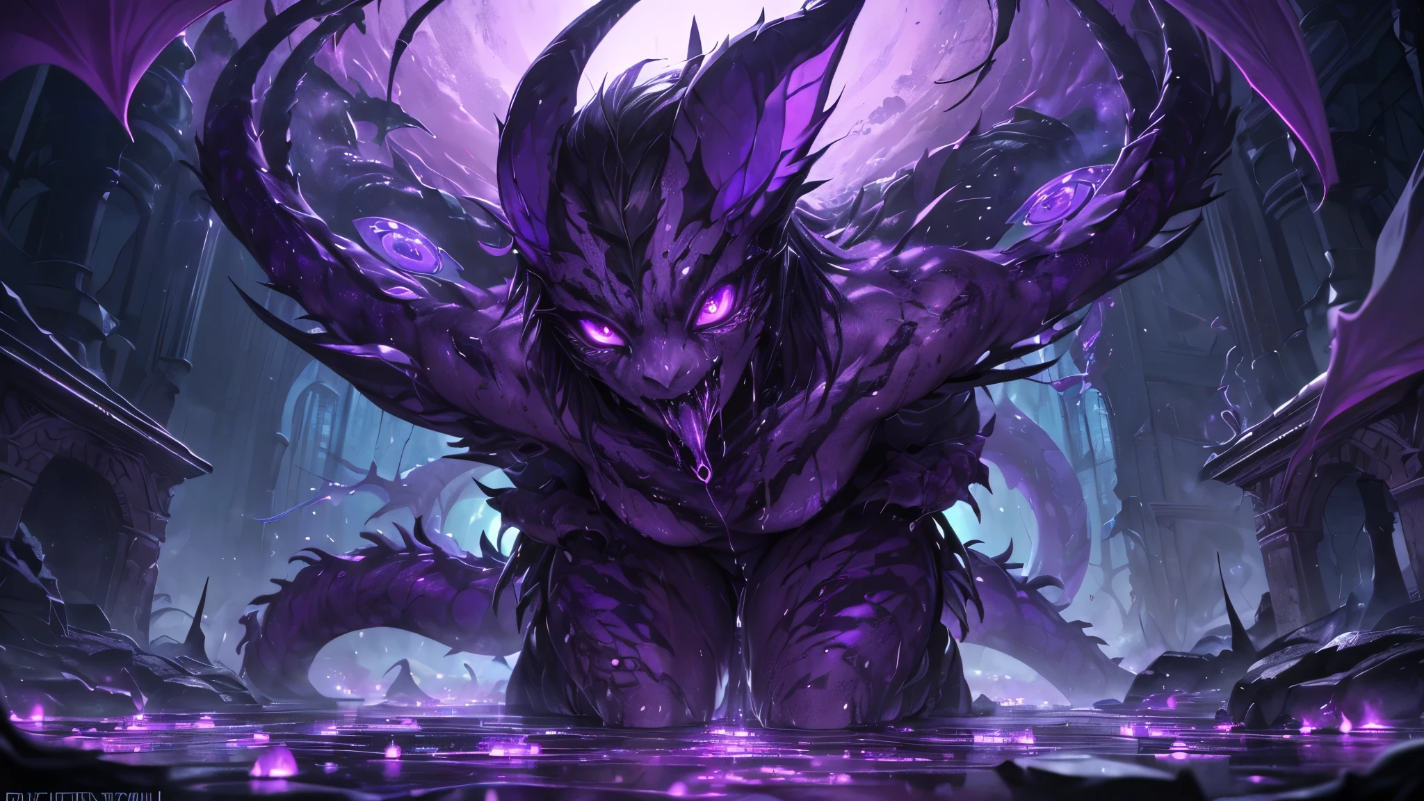 Cursed spirit of purple flames, devious and mischievous. A little balls of purple flames with two dots as their eyes and spiny smiling mouth, grinning at their own thoughts. They has no physical body, looking like little balls of wandering flames, similar to will-o'-the-wisp kind of spell.