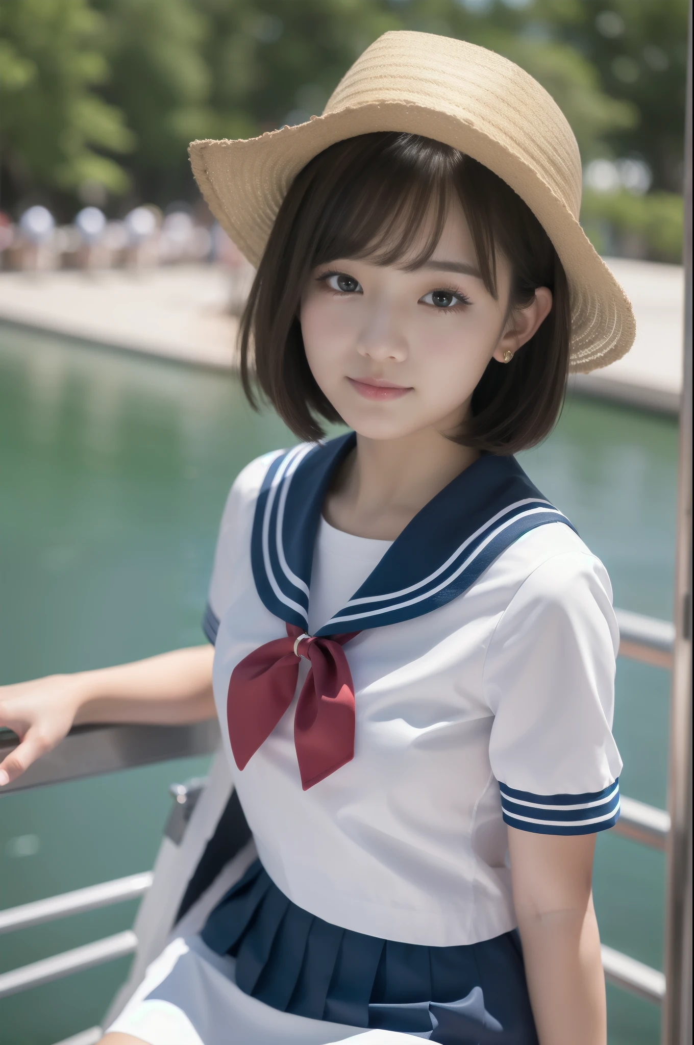 Ultra HD、Masterpiece、Short Bob、A dignified face、Super whitening、cute、Sailor suit、mini skirt、