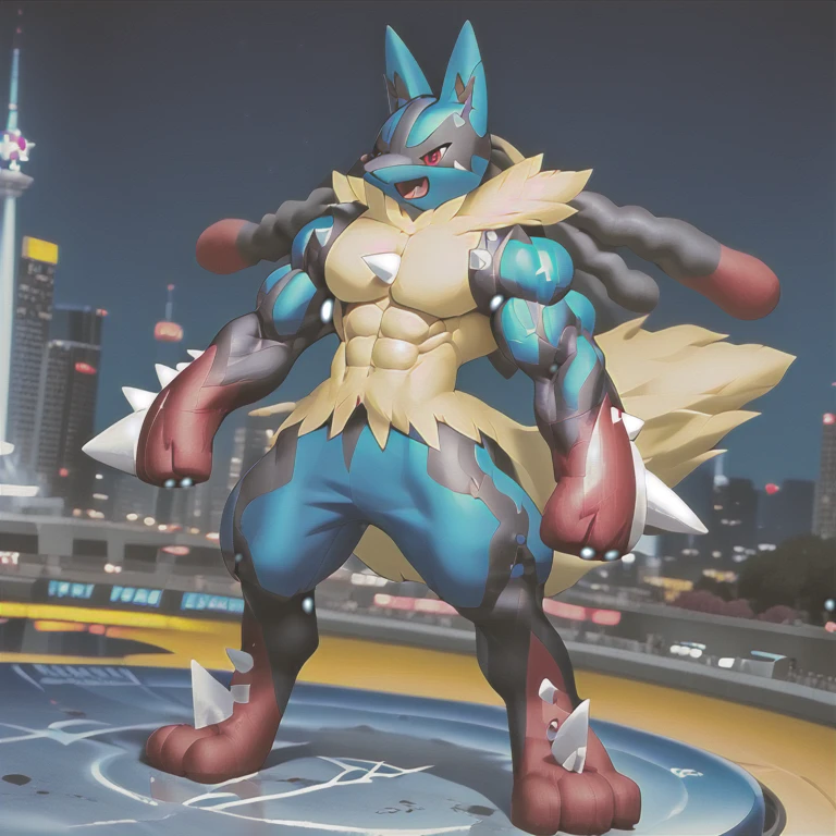 (masterpiece. official art. 8k. best quality. detailed full body. full body.)
(situation 1 : dominating mega_lucario.  Height 1800m.)

(Additional details 1: wearing a full-face helmet. helmet is jet black. The color of NANOSUIT is jet black. high-tech bio-mecha armor. real texture material. whole body shines like metal. Wearing cyberpunk mecha. emphasizes the muscles. suit fully made of metal. intricate armor. Robotic suit. suit fully made of metal. NANOSUIT with the same design as mega_lucario.). (mega_lucario has 5 toes.)

(Additional details 2: (Detailed head. Detailed Body. Detailed abs. gigantic muscles. HYPER MUSCLES. Gigachad Muscular. big muscle. pecs. triceps. traps. unusually developed muscular body. body full of huge muscles. showing off muscles. pectorales enormes. Exaggeratedly huge muscles. huge muscles. long legs.).

(Additional details 3: nj5furry, Spread wings. It has wings. black have big wings. The claws are sharp. Sharp teeth.5 toes.).  (Additional details 4: black color hyper penis. hyper black penis. big penis) (Additional details 5 : Spraying hyper cum up everywhere into the sky from his erect penis. wide spray of cum, covered in cum, cum splashing in front of camera, bukkake, earth is under a thick later of cum.) He is laughing defiantly.