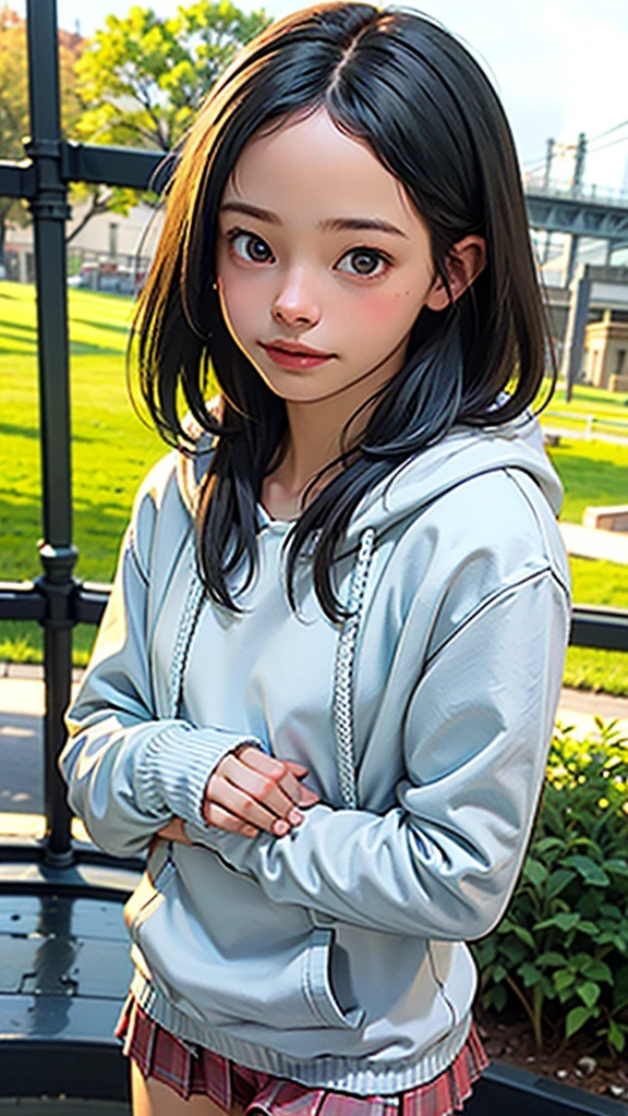 (La Best Quality, High Definition), (ultra detail), (1Baby Mkella), (1 beautiful young girl), (white underwear, with medium straight hair, streetwear, wearing white pleated miniskirt and ears, blue sweatshirt with hooded, on a naked body).(on the chest it says &#39;Future funk&#39). (among a bright futuristic cityscape illuminated by neon lights). (More 8K.motor surreal:1.4,HD,La Best Quality:1.4, photorealistic:1.4, skin texture:1.4, Masterpiece:1.8,Masterpiece, Best Quality,object object).(detailed facial features:1.3) ,(The correct proportions),(Beautiful blue eyes:1.4), (cowboy pose), (more details:1.4), ,(cyberpunk 2.1), (kawaii style: 1.4); , (ice element:1.4),(white underwear:V2.1)