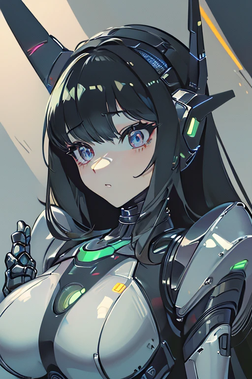 (masterpiece),(Best quality),(Very detailed),(Best illustration),(The best shadow),(It's absurd),(Detailed background),(So beautiful), 16k, 8k, 4K,(The best shadow),Robotization,female ,big breasts,Robot Joint ,Metal skin,Black robot suit,Long hair,Black suit covering the entire body Robot hand,Cyber Bodysuit,Mecca Head,Robotization, Transform into a robot,(Hands and fingers are depicted in detail:1.2),Perfect anatomy,Cybernetic Girl,Sci-Fi Armor,cyborg girl,The wires are connected to the back of the main unit...,No exposed skin,(A face carved like a robot),A neck made of wire,USB port next to the neck,F cup