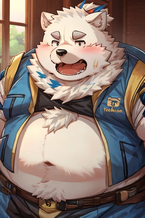 （@mind_By Drive）Gained weight、Being overweight、Dog Beast Man、fur、Fluffy、cute、blush、、、Tokoroten、Tortoiseshell binding、Drooling、saliva、tears、（（Zakis））