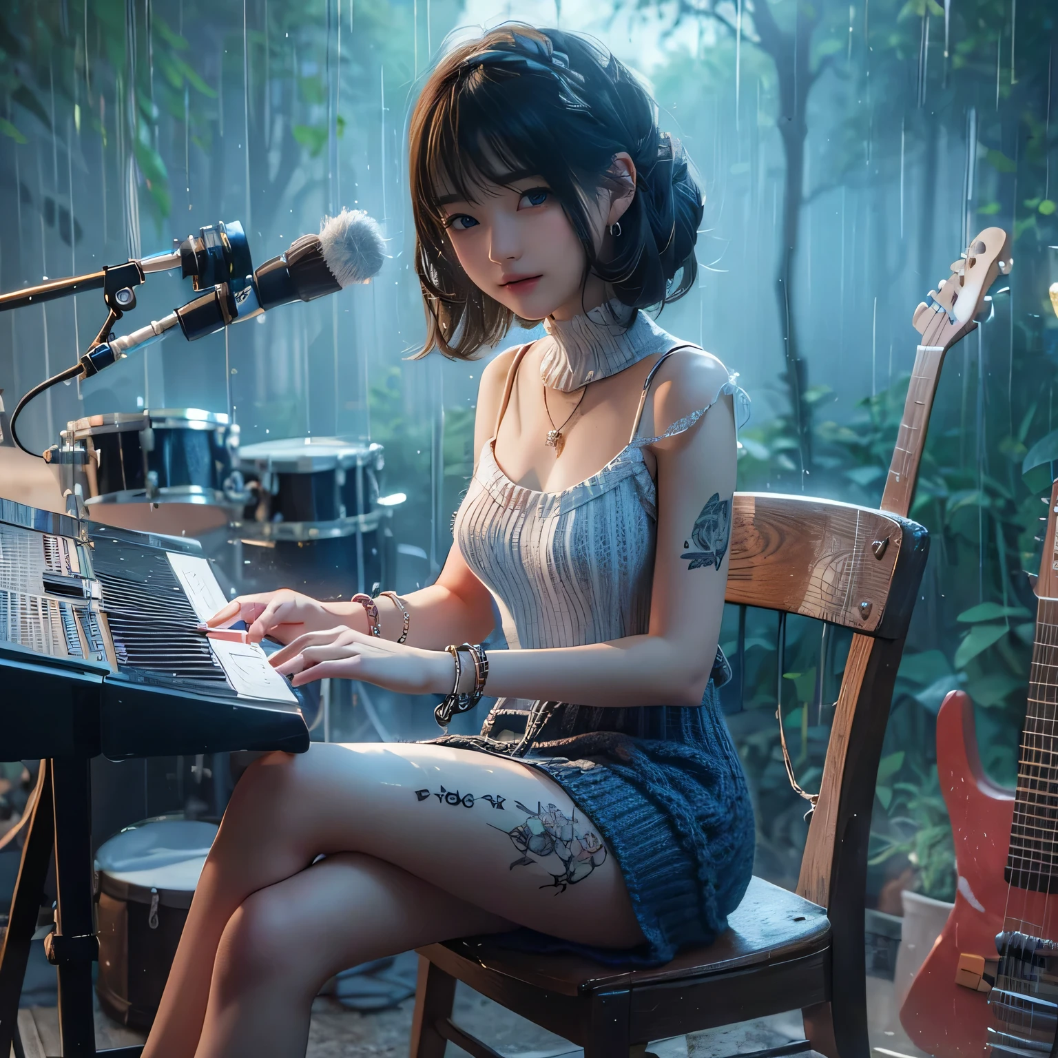 The maiden on the grass sat on a chair,with headphones on,closed eyes smile。The picture is in a realistic Guvez style,A masterpiece of art by Guvitz。3D anime style,With the popular trend of CGSTATION,Realistic. Cheng Yi's relaxing posture on a summer afternoon。The details of the picture have the sense of Ilya Kuvhinov-style photo-quality anime,It depicts a realistic and cute cute girl。
Presentation content:"On the grass there was a young girl sitting in a chair with headphones,closing her eyes,There is a smile on the face,Guviz-style artwork,Guviz,realistic anime 3D style,guweiz masterpiece,Trends on CGSTATION,3 d anime realistic,Realistic. Cheng Yi,at summer afternoon,relaxed poses,Ilya Kuvshinov. 4 km,Photorealistic anime,Realistic cute girl painting。"