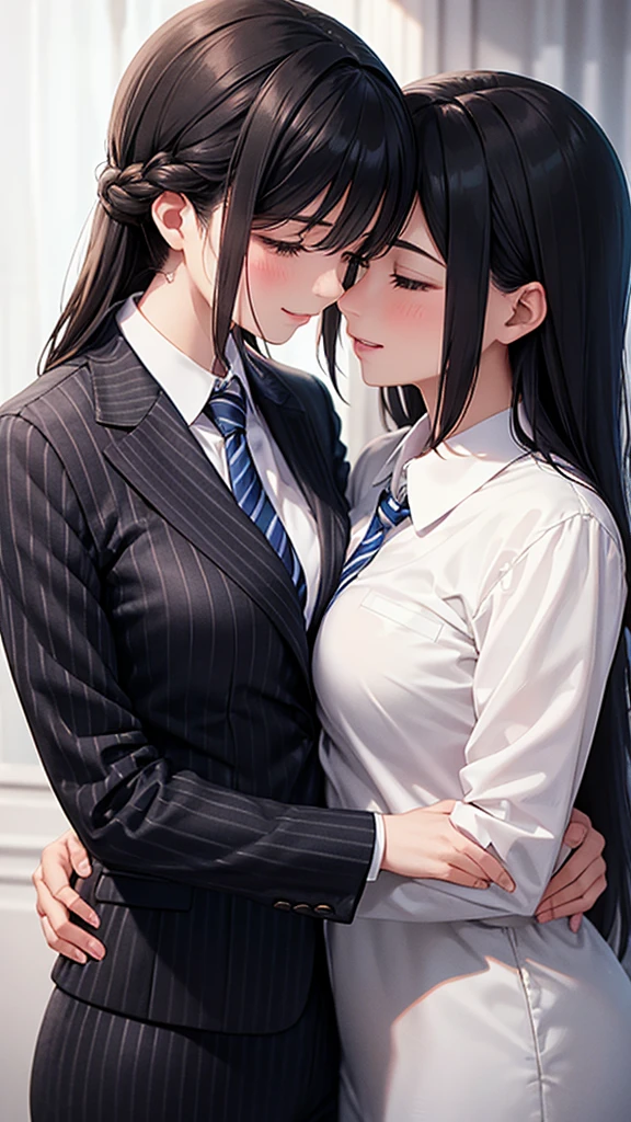 Realistic, 2 women, Dress shirt, garter belt