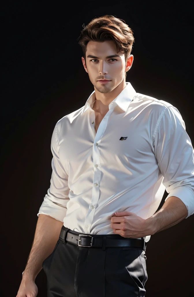 A europian male model wear white shirt
