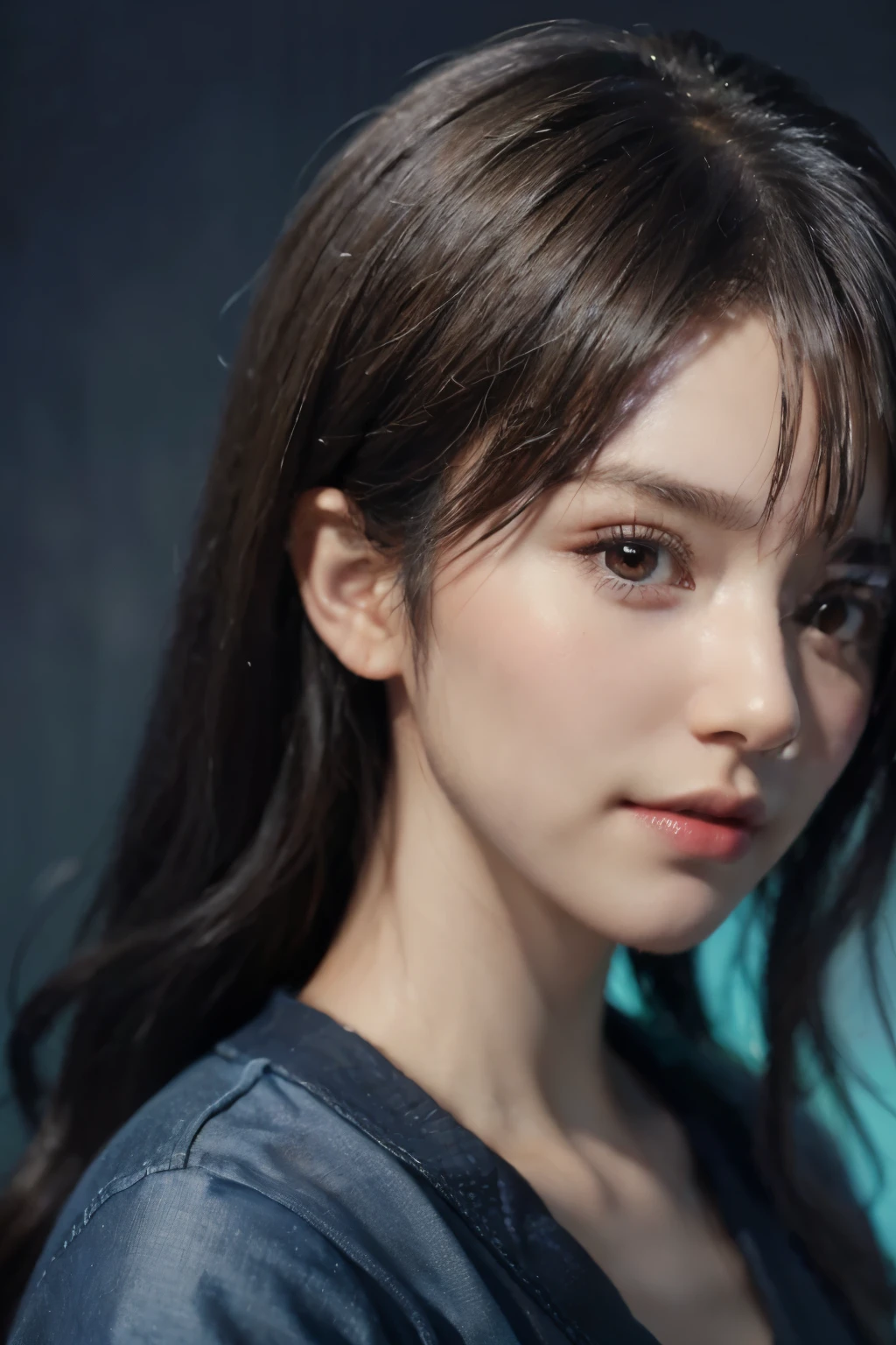 Hyperrealist portrait of female by david hockney and alphonse mucha,fantasy art, photo realistic, dynamic lighting, artstation, poster, volumetric lighting, very detailed faces, 4 k, award winning,, 1girl, in the dark, deep shadow, low key,cowboy shot,(official clothing:1.4) ,long hair,white hair,