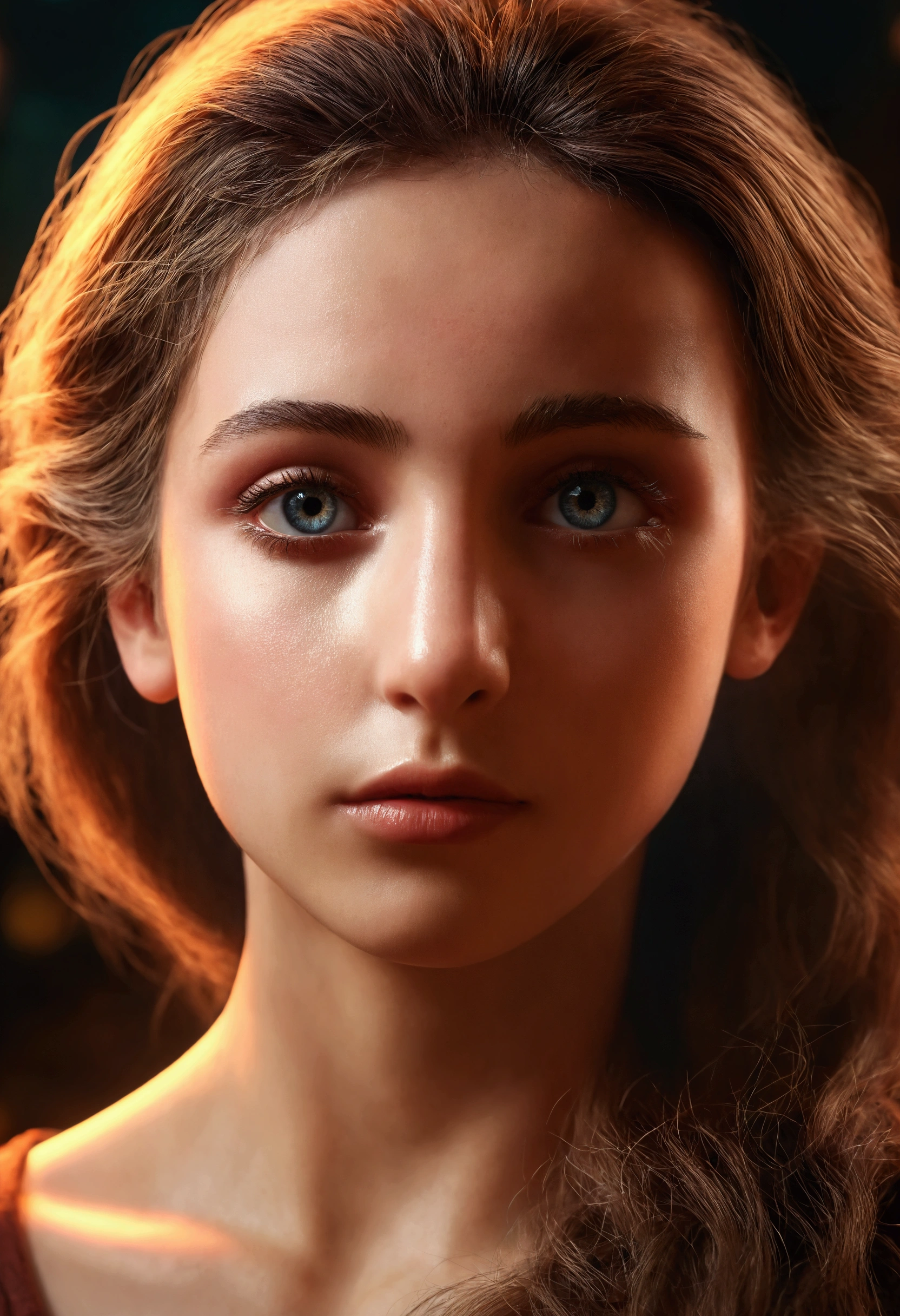 a photorealistic 2 girl, highly detailed facial features, beautiful eyes, nose and lips, full body shot, anatomically correct, hyperrealistic, 8K, hyper detailed, cinematic lighting, moody dramatic lighting, warm color tones, atmospheric, mystical, fantasy, digital art, surreal, dramatic pose