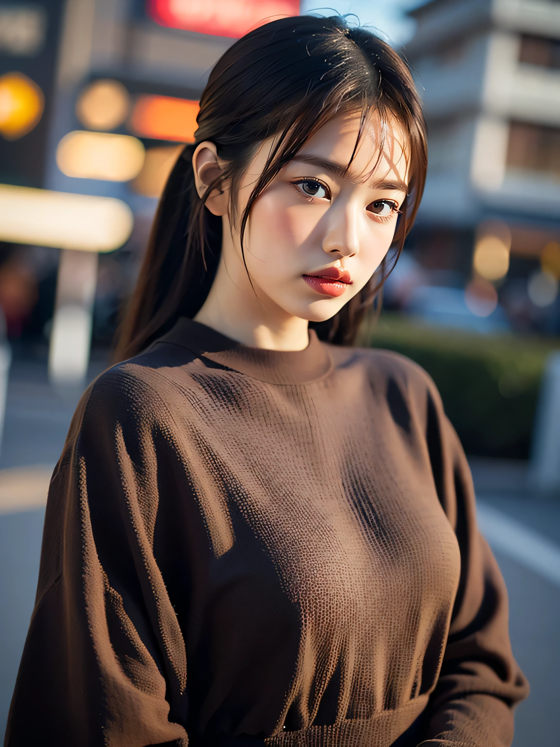 ((highest quality)), (be familiar with), beautiful girl, Japanese girl, one person, no cut, Slender, baby face, Photo like, Cosplayer, outdoor, Autumn Clothes, chiaroscuro, ((masterpiece)), 16k, textured skin, super detail