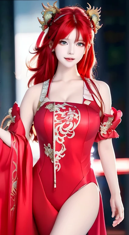 
Red Nine Tailed Dragon Girl, (Bright Red Hair), ((Big Hair)), Double eyelids, Red clothes、Perfect figure, Nice face, Perfect Skin, Black Eyes, spirit princess, The Red Era、Shining on the distant planet Spica、Red and pink rays、A beautiful comet flies by、
