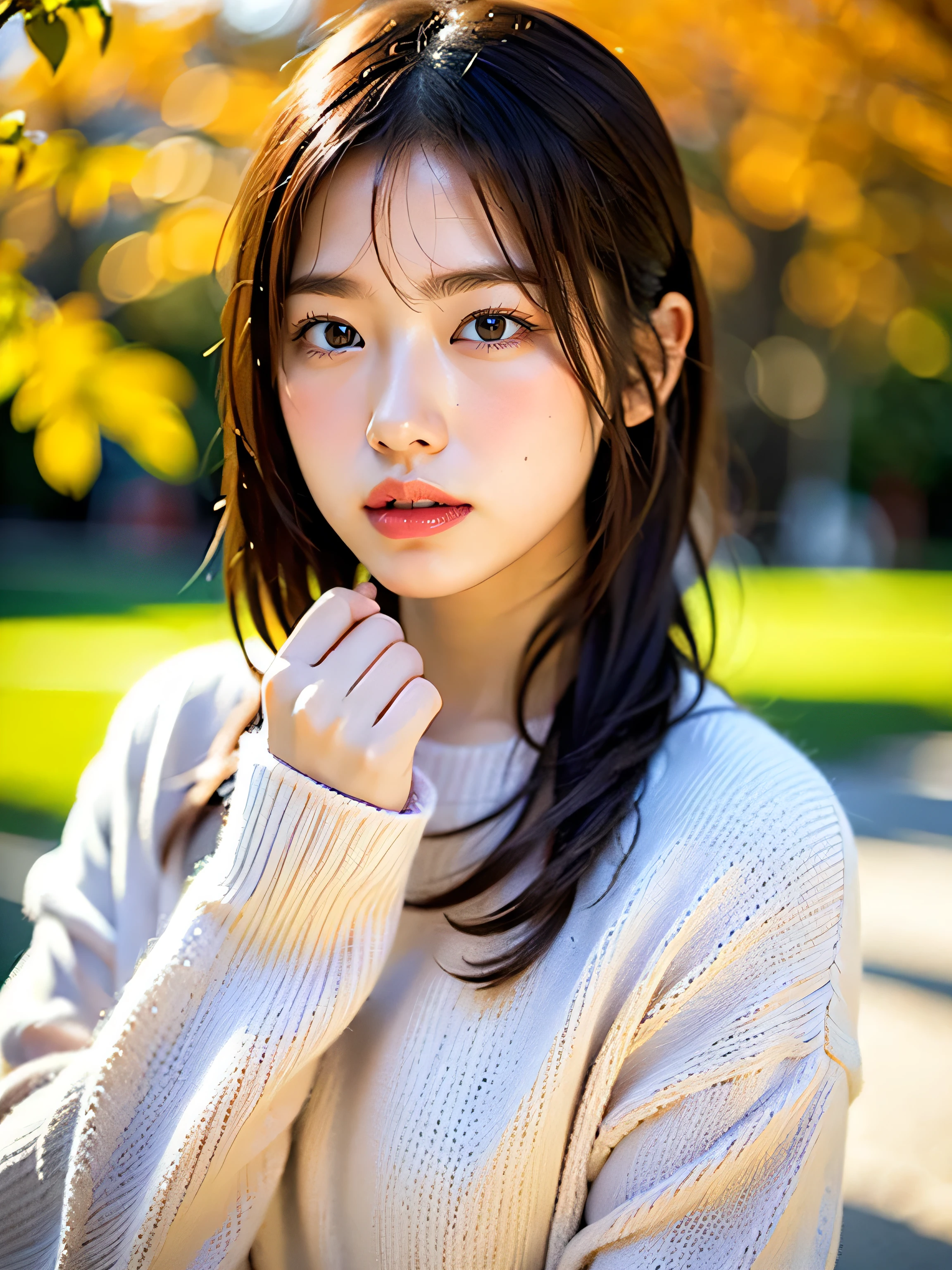 ((highest quality)), (be familiar with), beautiful girl, Japanese girl, one person, no cut, Slender, , Photo like, Cosplayer, outdoor, Autumn Clothes, chiaroscuro, ((masterpiece)), 16k, textured skin, super detail