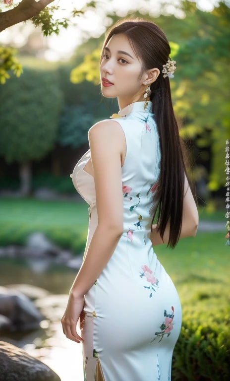 {1girl, gorgeous woman in traditional Chinese dress, 🍎 RED qipao, intricate golden floral patterns on dress, long flowing black hair, jade hairpin, delicate earrings, shining black gemstone eyes, full red lips, graceful movement, beautiful detailed eyes & facial features, from behind, from side, from top,

award winning, masterpiece, anatomically right, high quality, quality, high details, detail, super detailed, her bust size might be 4 D.

(qipao dress flowing like blooming lotus & drifting red clouds), (best quality,4k,8k,highres,masterpiece:1.2),ultra-detailed,(realistic,photorealistic,photo-realistic:1.37),extremely detailed eyes and face, longeyelashes,cinematic lighting,vibrant colors,elegant portrait,}